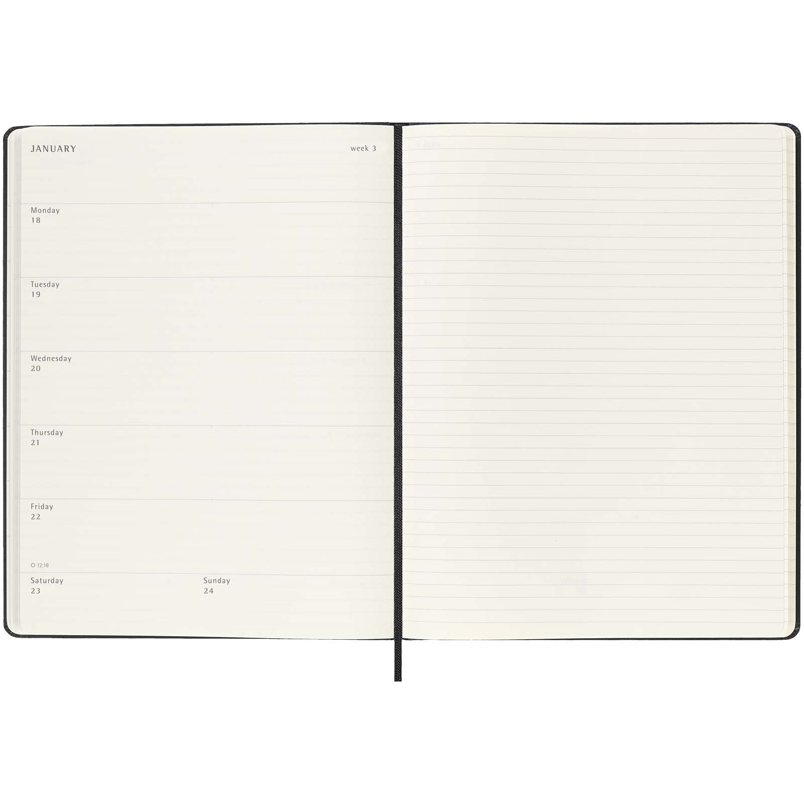 Moleskine Hardcover 12 Monate Wochenkalender XL schwarz