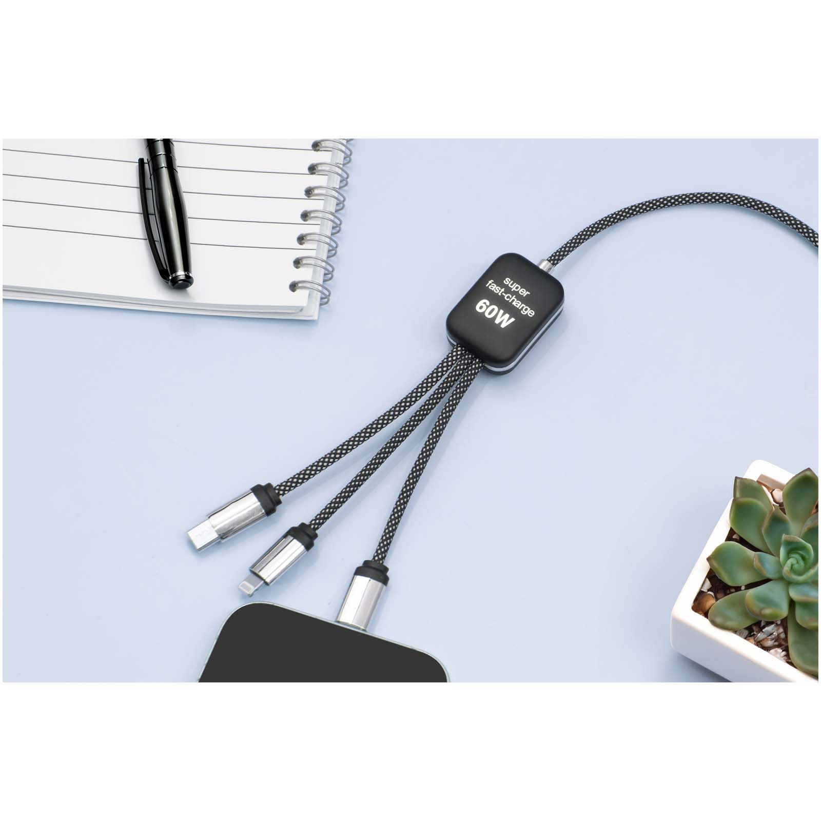 SCX.design C33 60W Typ C Ladekabel mit doppeltem Leuchtlogo heather schwarz