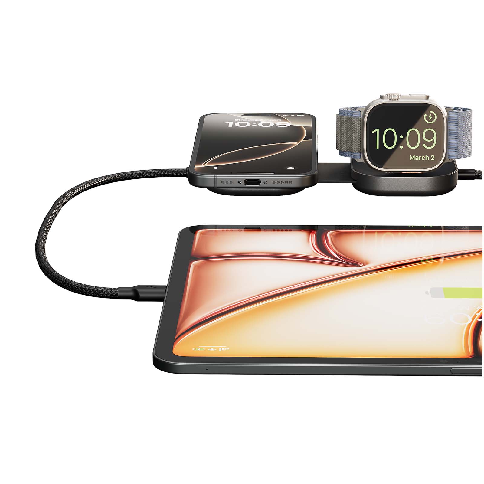 Zens Pro 3 140 W, USB-C, 3 in 1 Ladekabel schwarz