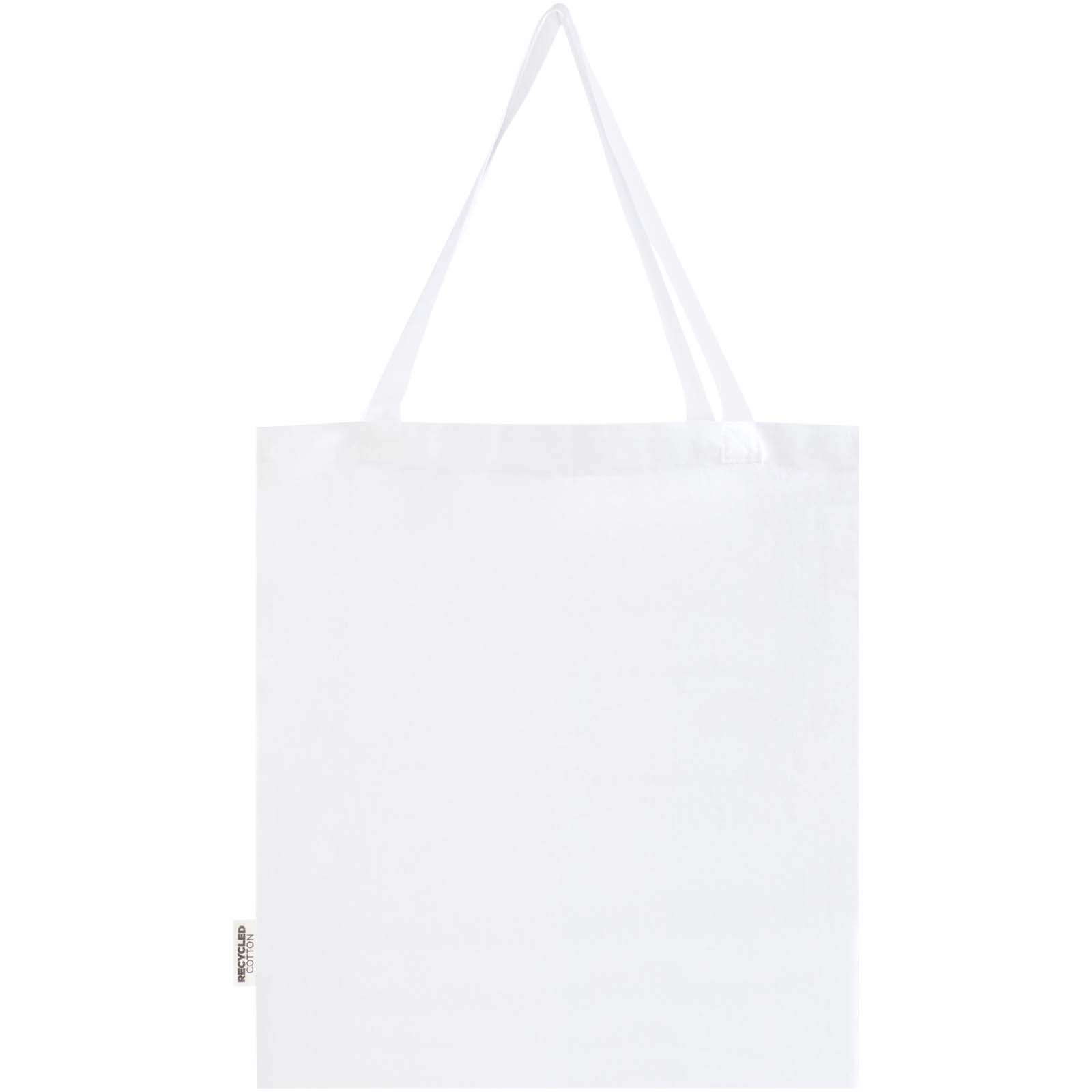 Madras 140 g/m² Baumwoll Tragetasche mit Seitenfalten aus GRS recycelter Baumwolle 12L weiss