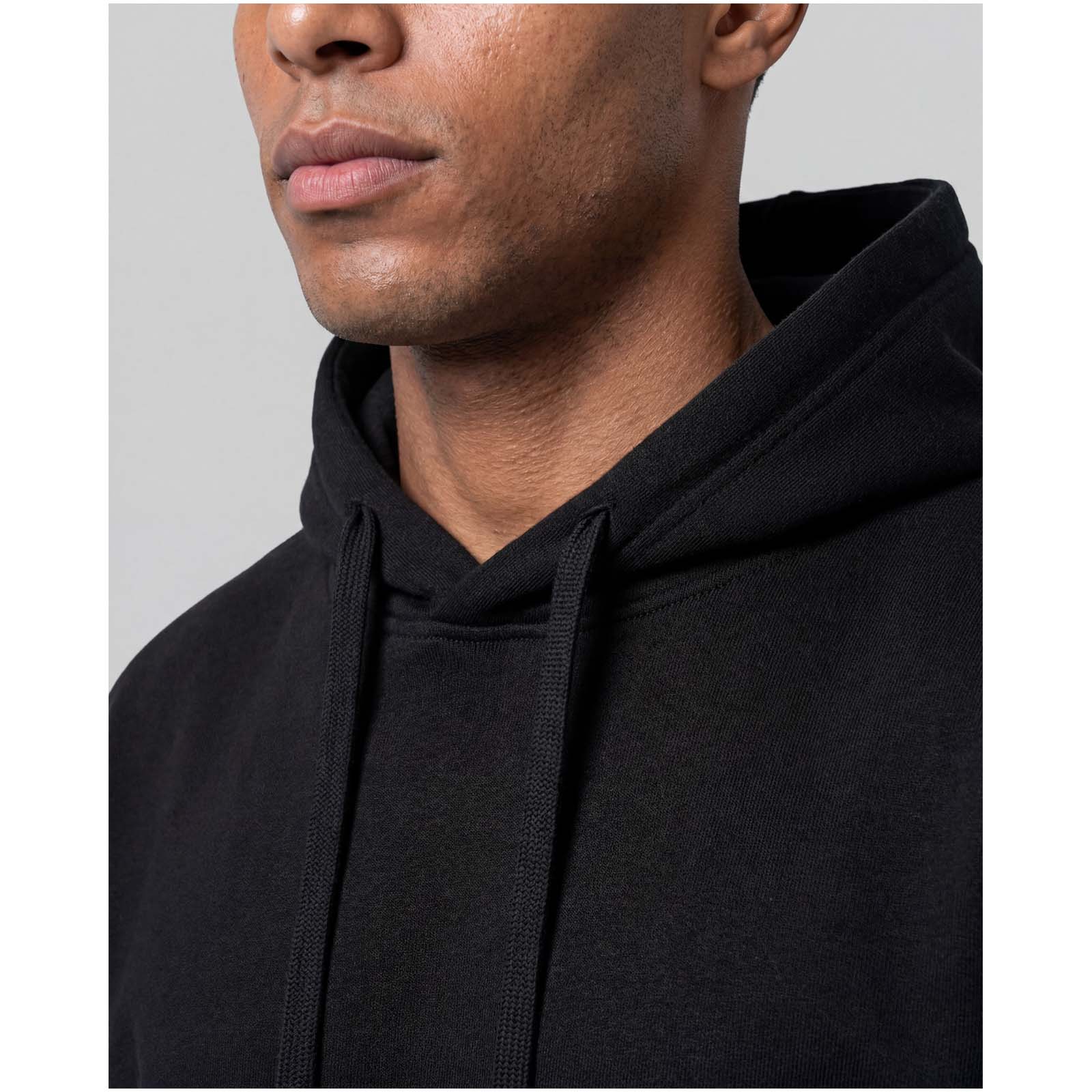 Boris Oversize Kapuzenpullover aus recycelter 280 g/m2 Bio Baumwolle (OCS), unisex schwarz