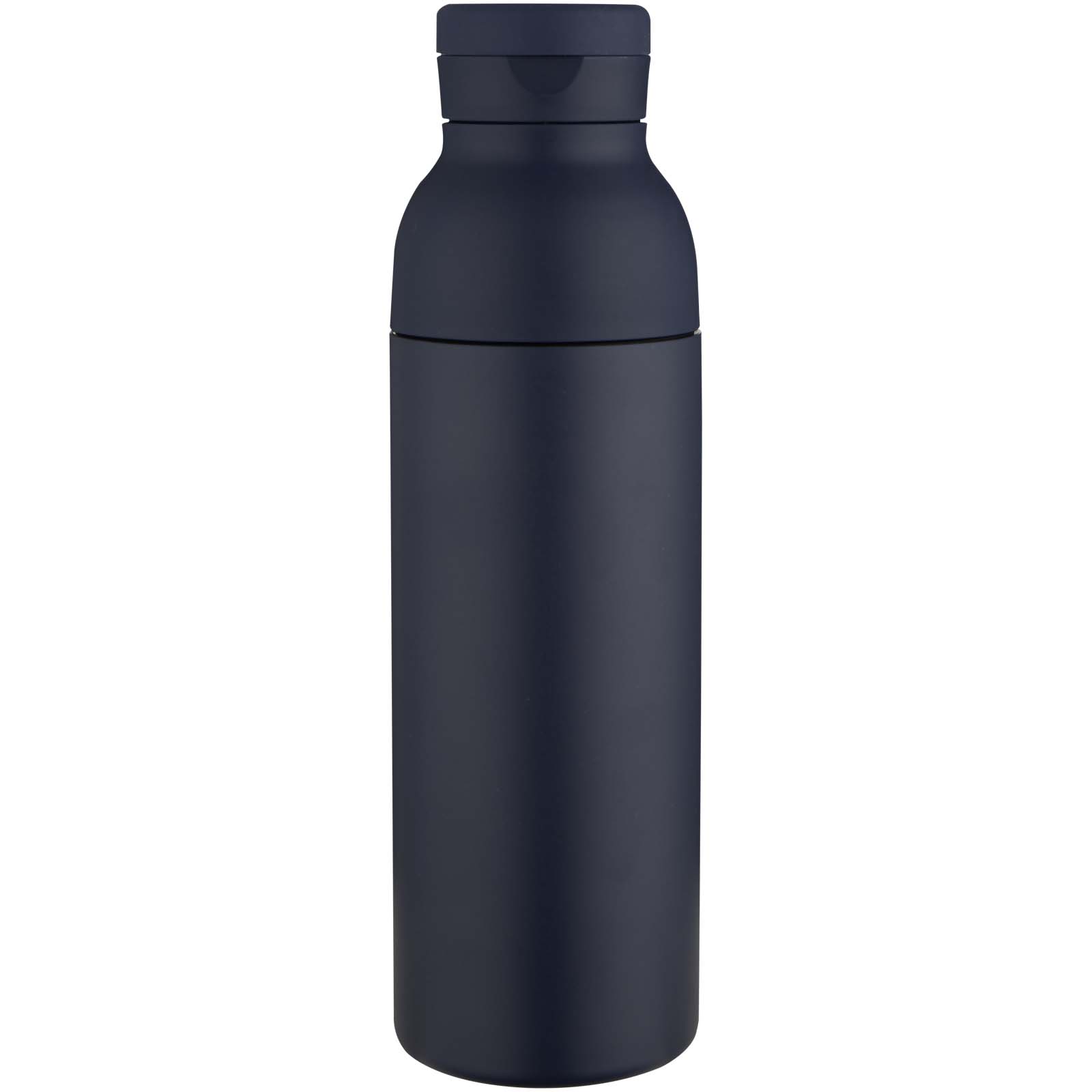 Illuminate 650 ml RCS-zertifizierte doppelwandige Trinkflasche aus recyceltem Edelstahl mit 3-teiligem Deckelset navy