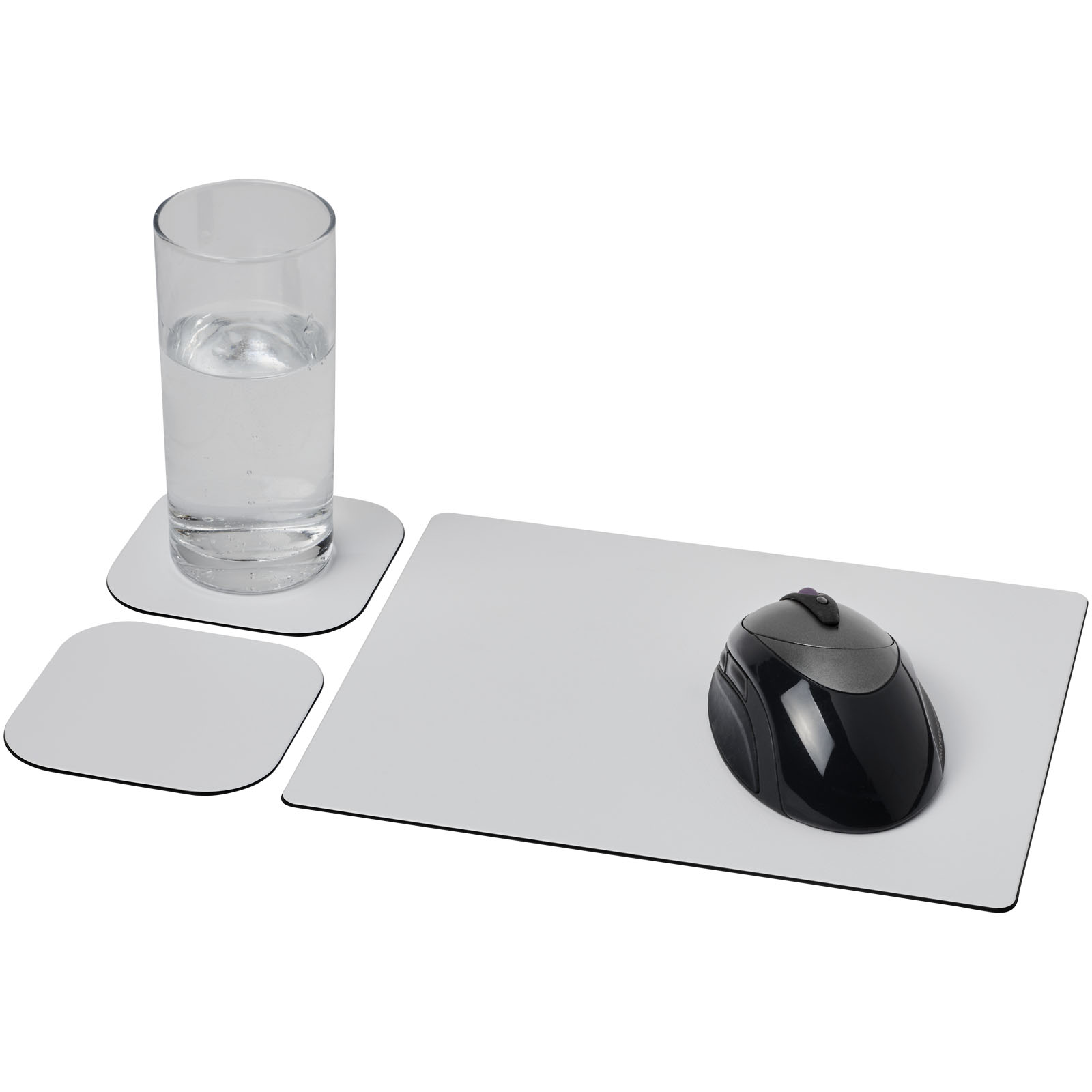 Brite-Mat® Mousepad- und Untersetzer-Set 3 schwarz