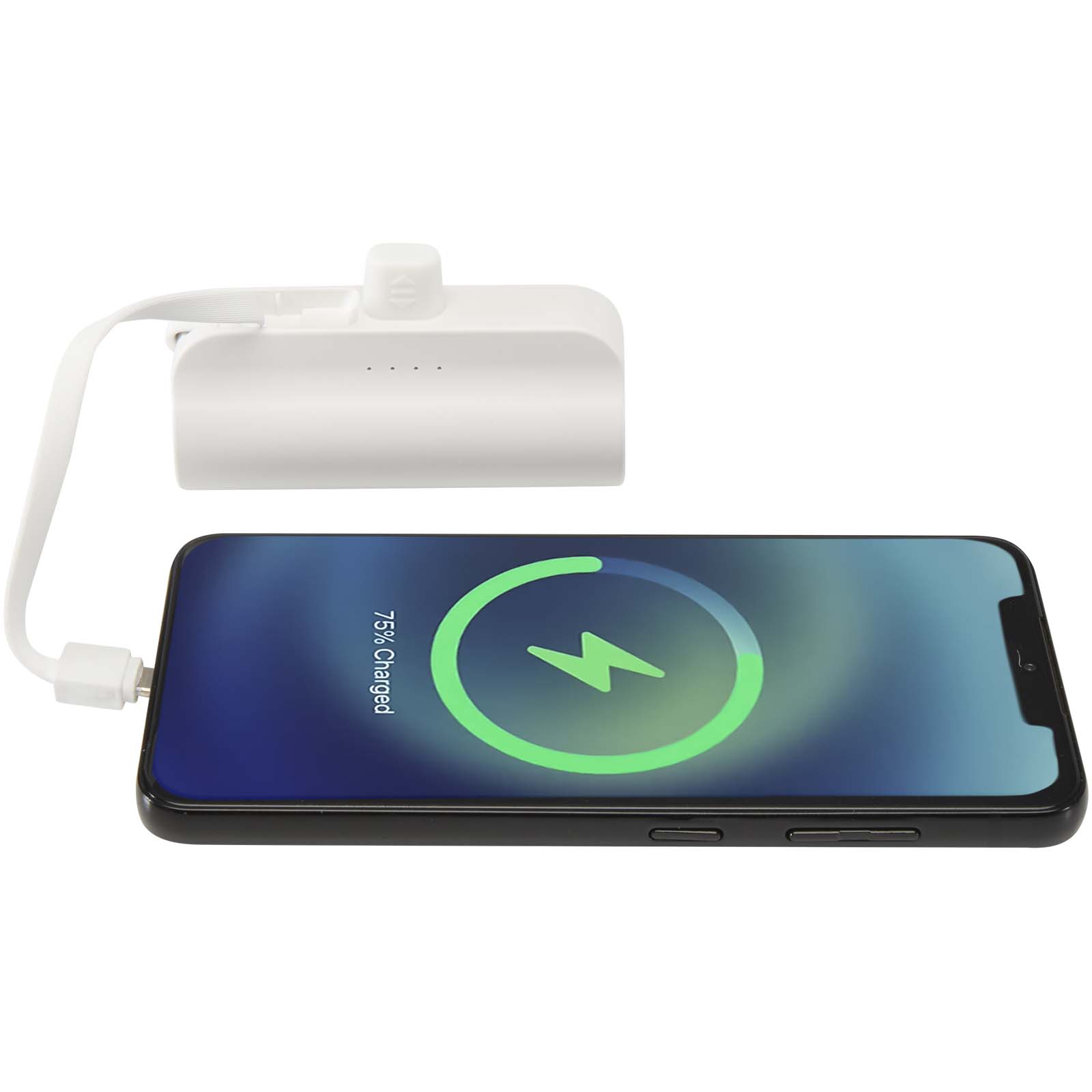 Alnair 10 W 5000 mAh Typ C Powerbank aus recyceltem Kunststoff mit integriertem Klappständer und 2 in 1 Kabel weiss
