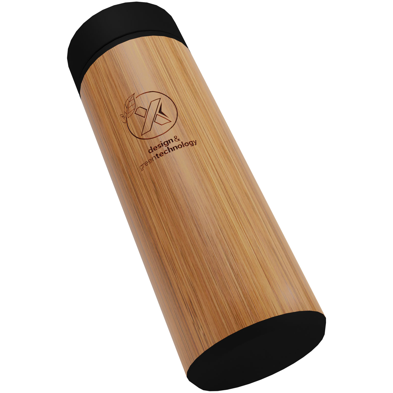 SCX.design D11 500 ml Smart Flasche  aus Bambus mit Leuchtlogo holz