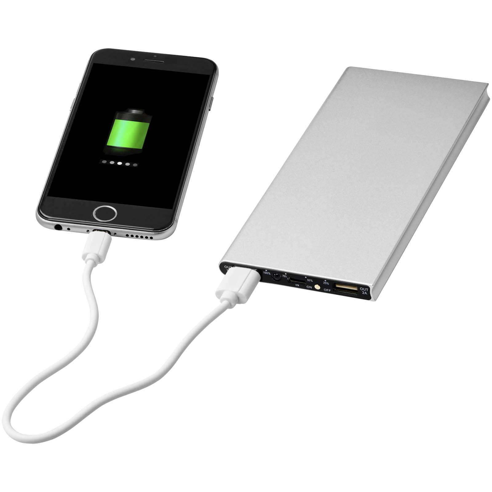 Plate 8000 mAh Aluminium-Powerbank silber