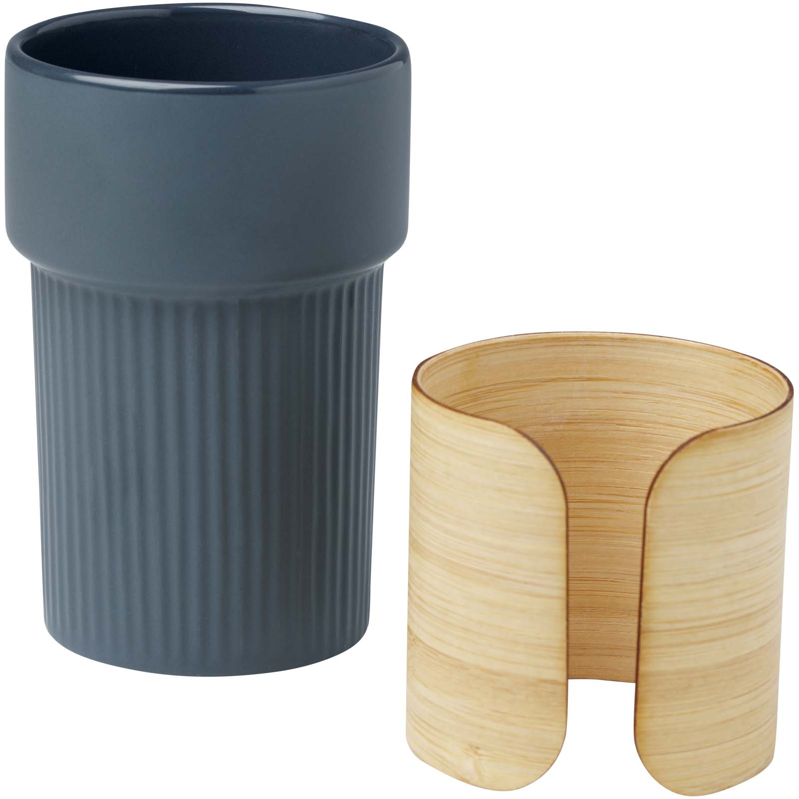 Fika 340 ml Becher mit Bambushülle hale blau