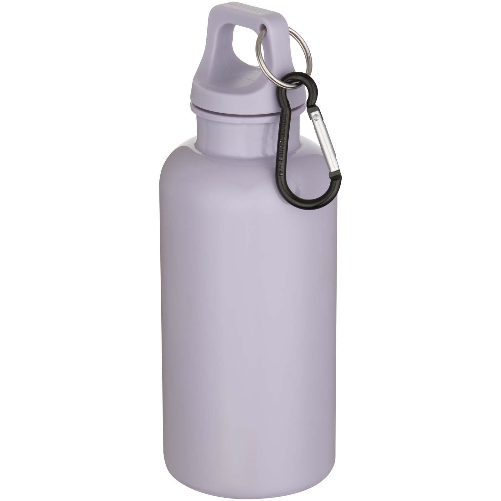 Oregon 400 ml einfarbige RS-zertifizierte Trinkflasche aus recyceltem Kunststoff mit Karabinerhaken fliederfarben