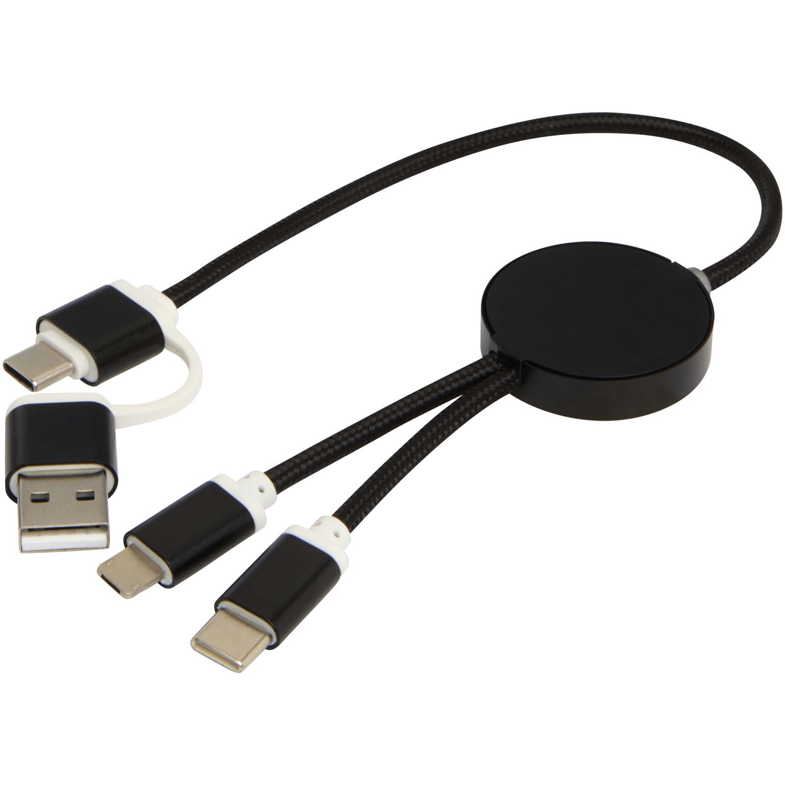 Alasia 30 cm 5-in-1 Kabel aus recyceltem Kunststoff für Datenübertragung und 27W Schnellladung schwarz