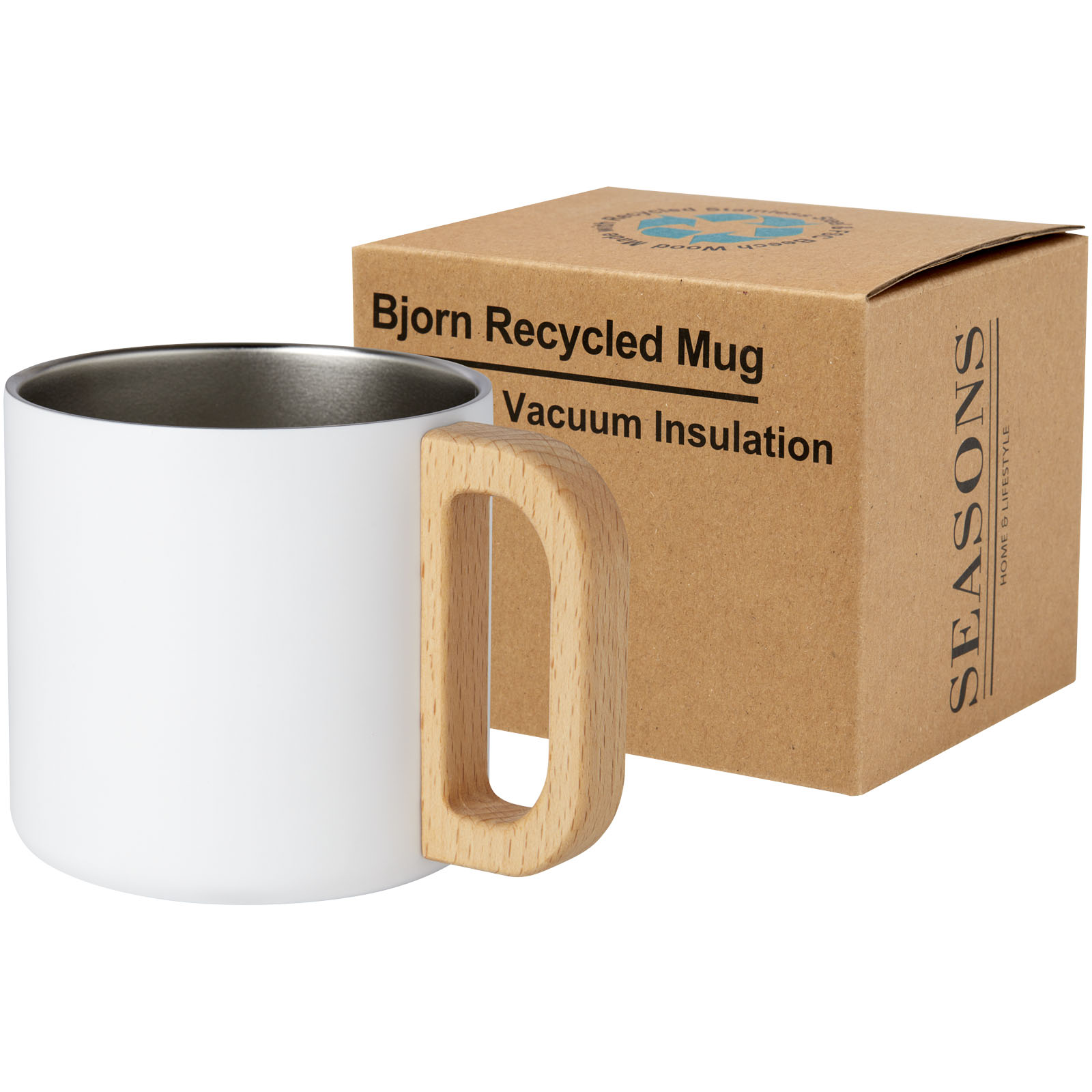 Bjorn RCS-zertifizierter Becher aus recyceltem Edelstahl mit Kupfer-Vakuumisolierung, 360 ml weiss