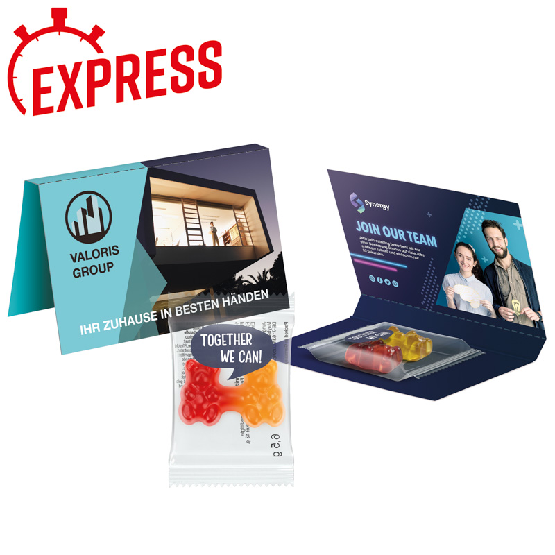 Express Werbekarte, Trolli Team Gummibärchen in Standardgestaltung
