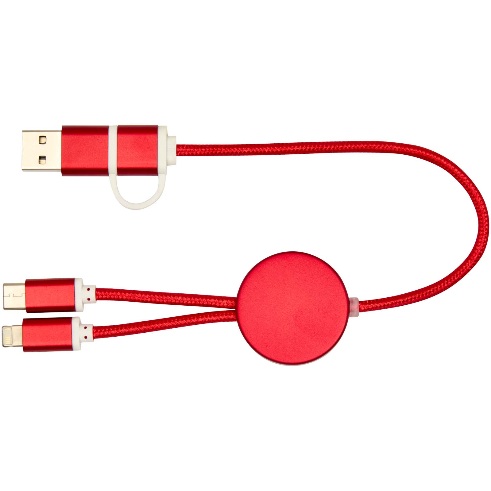 Alasia 30 cm 5-in-1 Kabel aus recyceltem Kunststoff für Datenübertragung und 27W Schnellladung rot