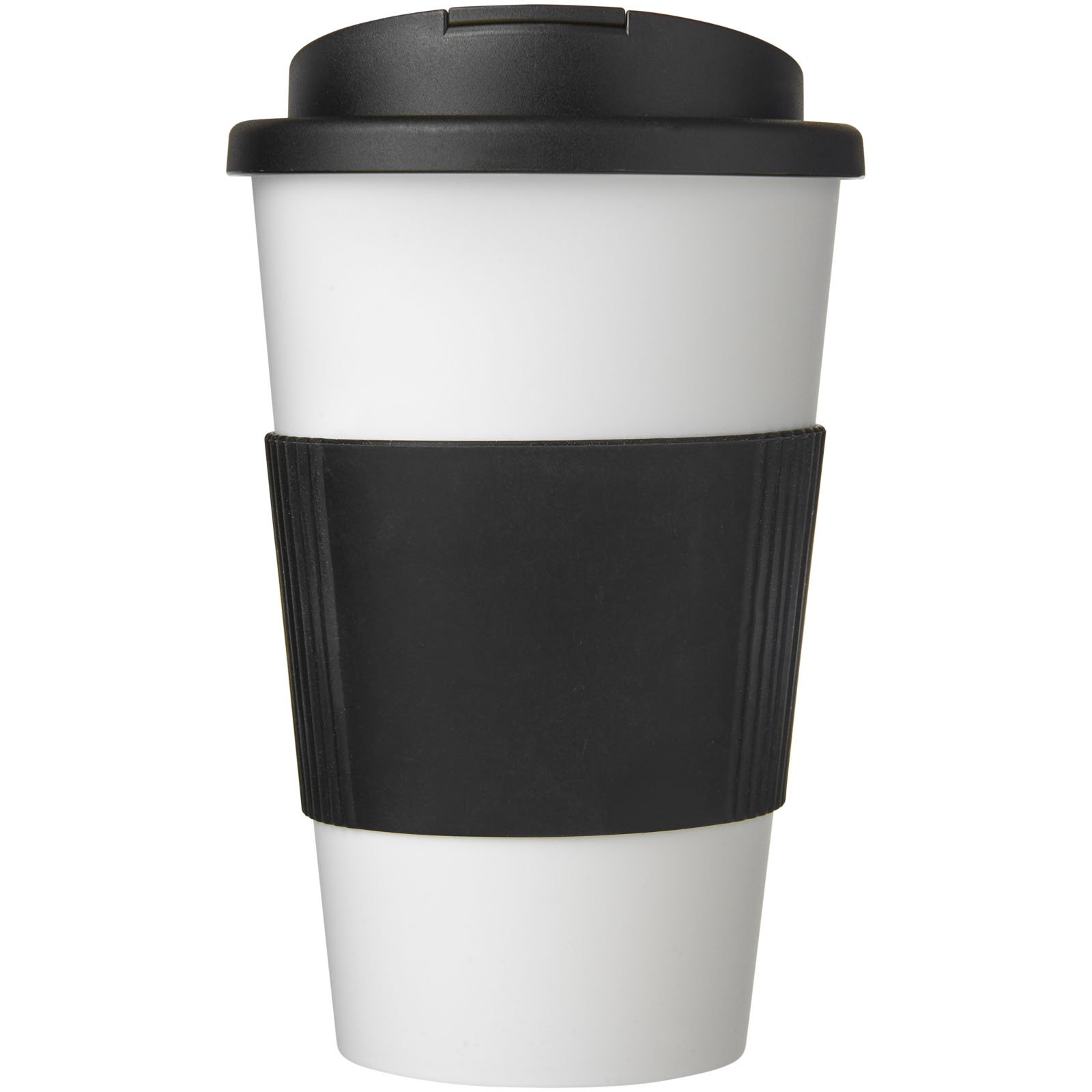 Americano® 350 ml Isolierbecher mit Schutzring & auslaufsicherem Schraubverschluss weiss, schwarz