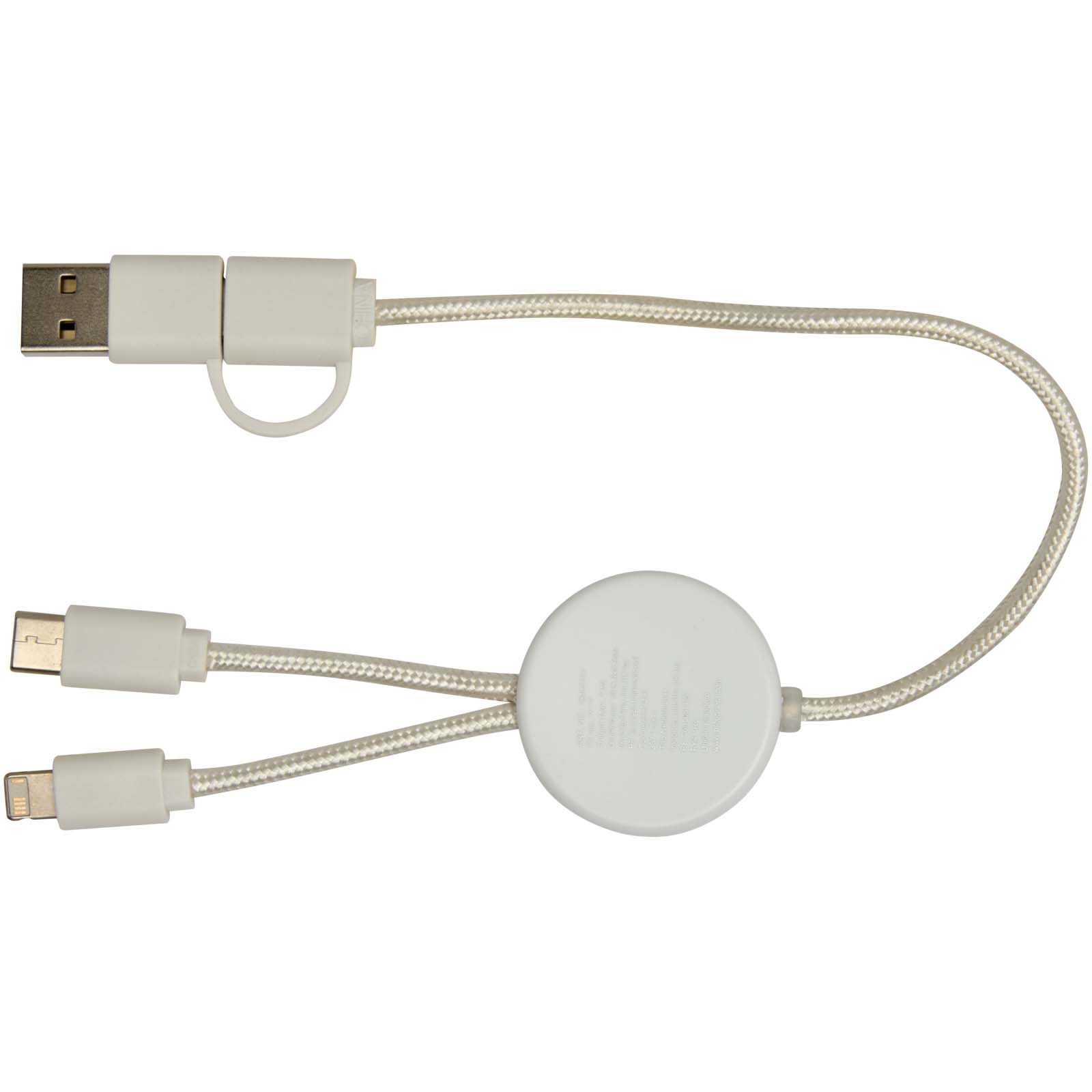 Chechia 30 cm 5-in-1 Kabel aus recyceltem Kunststoff für Datenübertragung und 27W Schnellladung mit Bambusdetails weiss