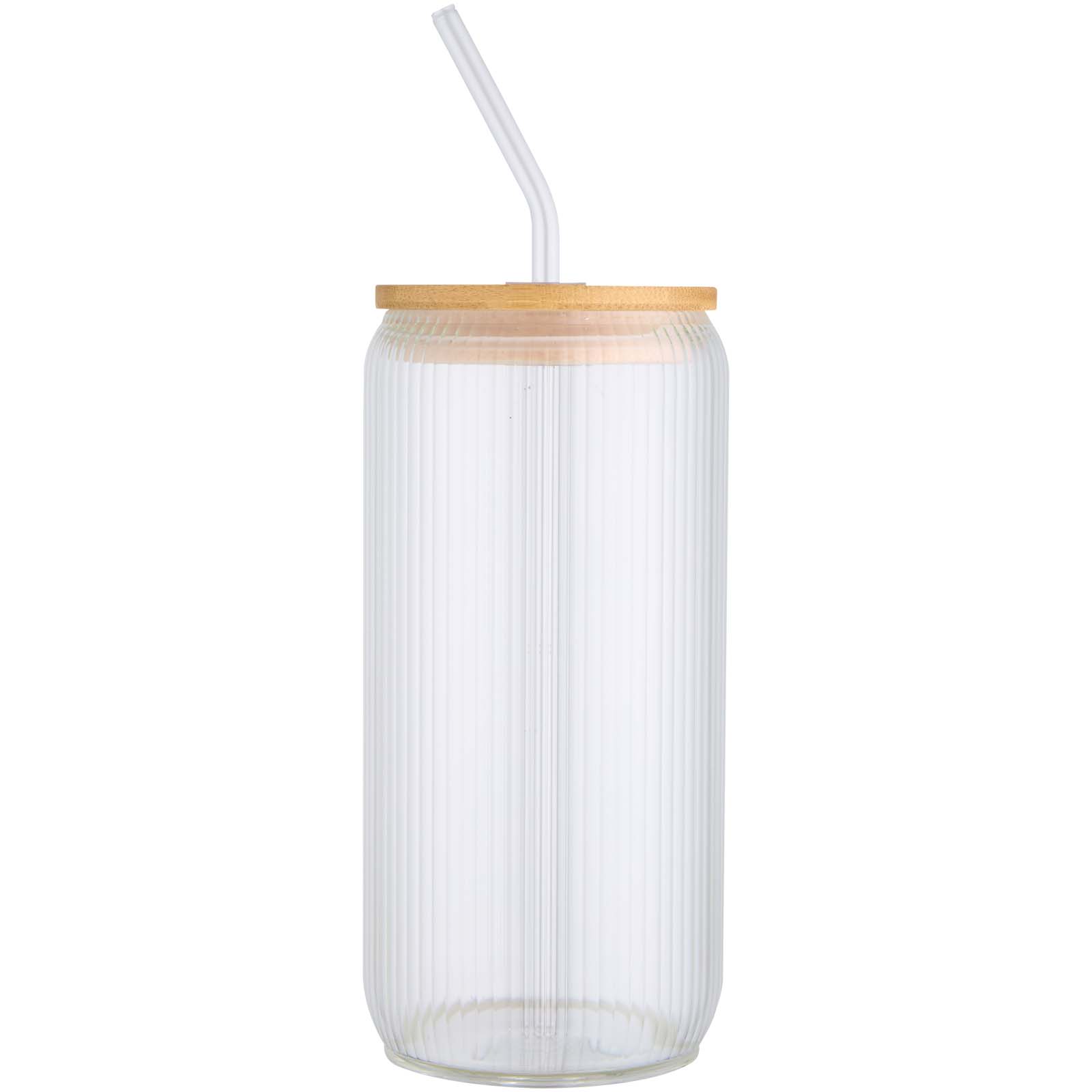 Mirage 500 ml einwandiges Glas aus Borosilikatglas mit Bambusdeckel transparent
