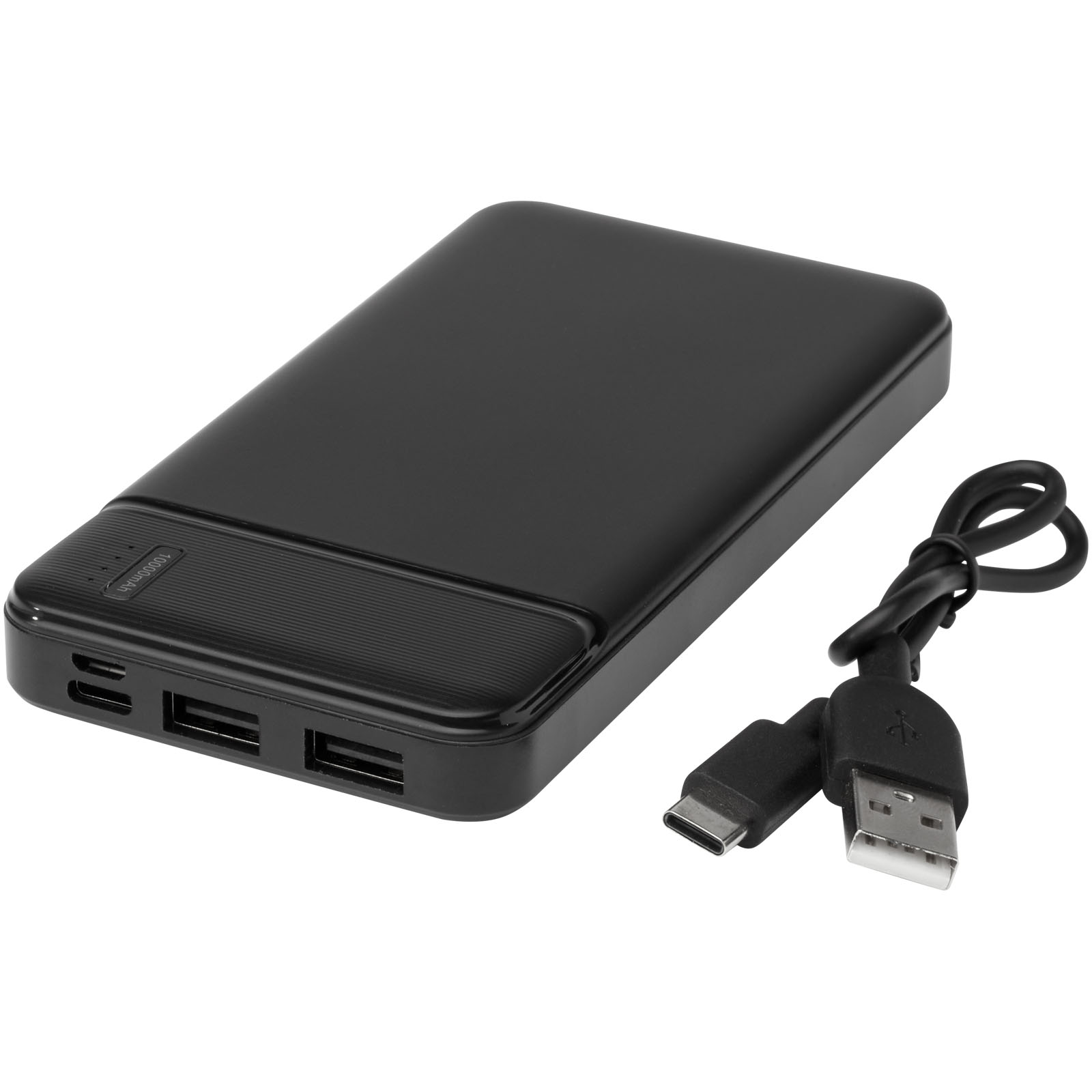 Loop 10.000 mAh Powerbank aus recyceltem Kunststoff schwarz