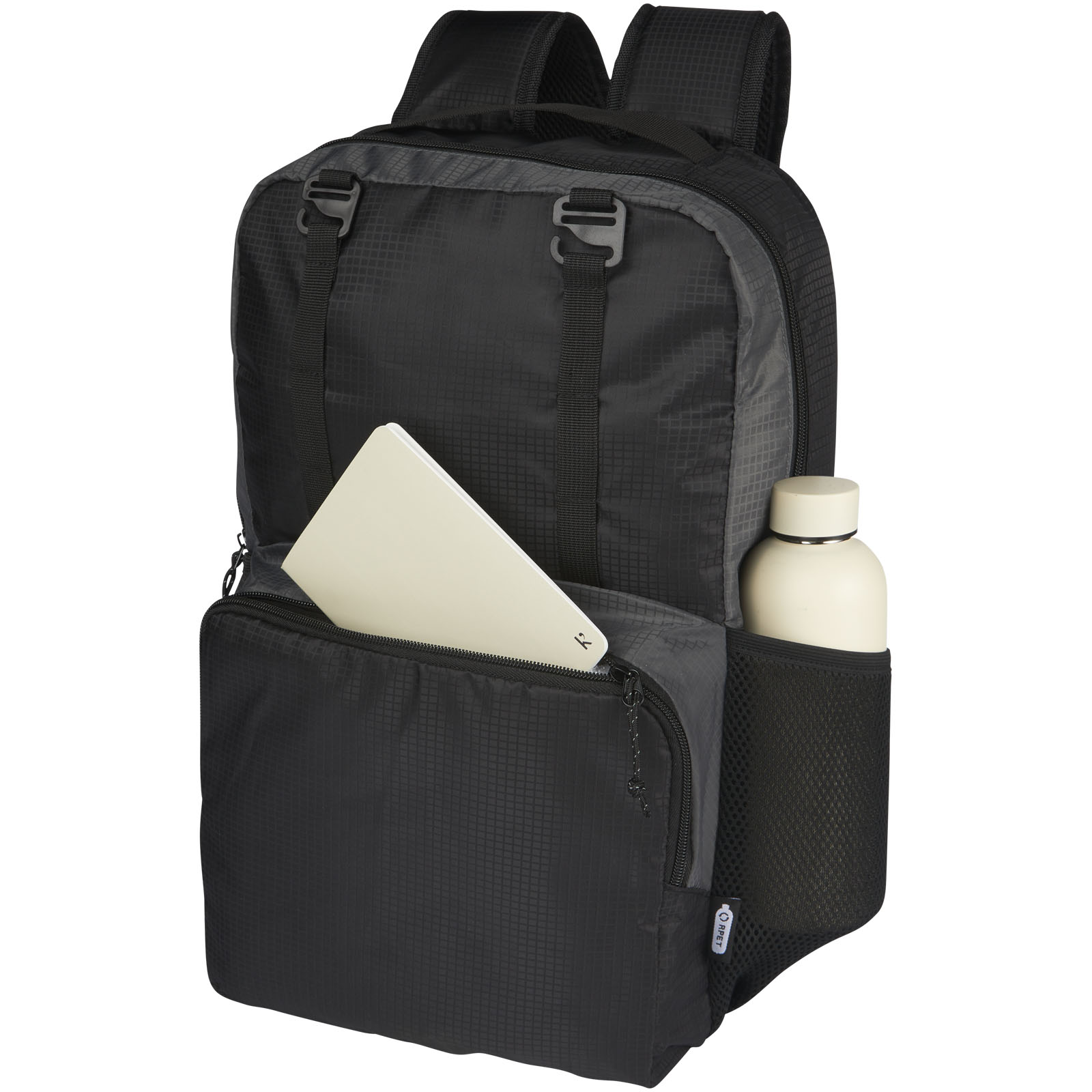 Trailhead 15" GRS recycelter zweifarbiger Laptop-Rucksack 14 L schwarz, grau