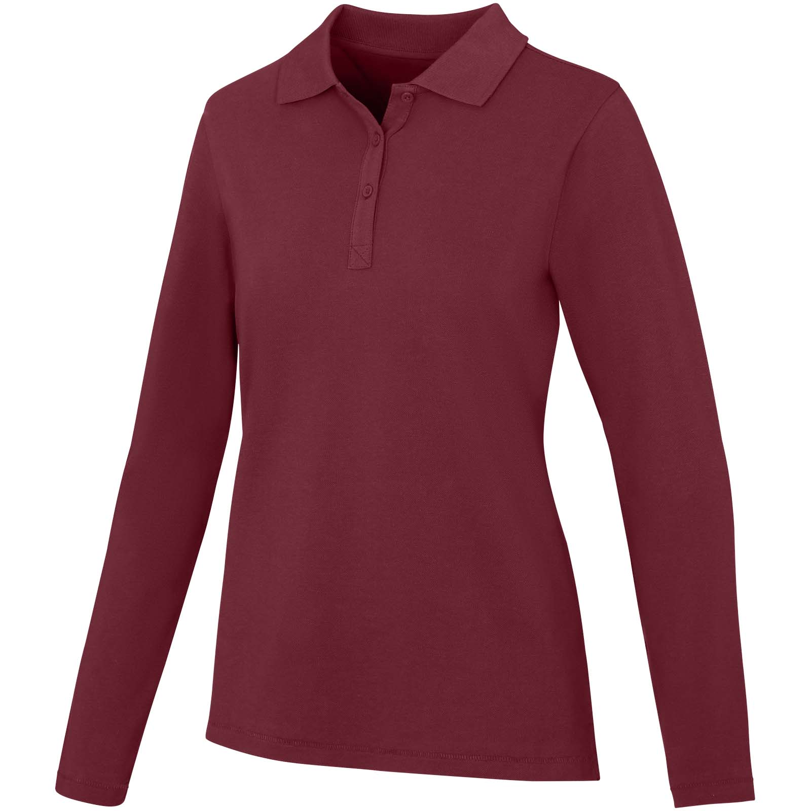 Calgary 180 g/m² Langarm Poloshirt für Damen Tiefes Burgunderrot