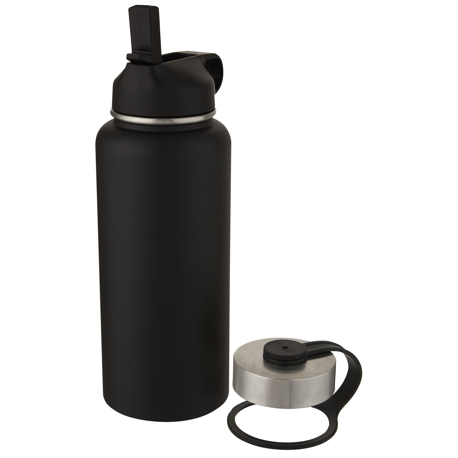 Supra 1 l Kupfer-Vakuum Isolierflasche mit 2 Deckeln schwarz