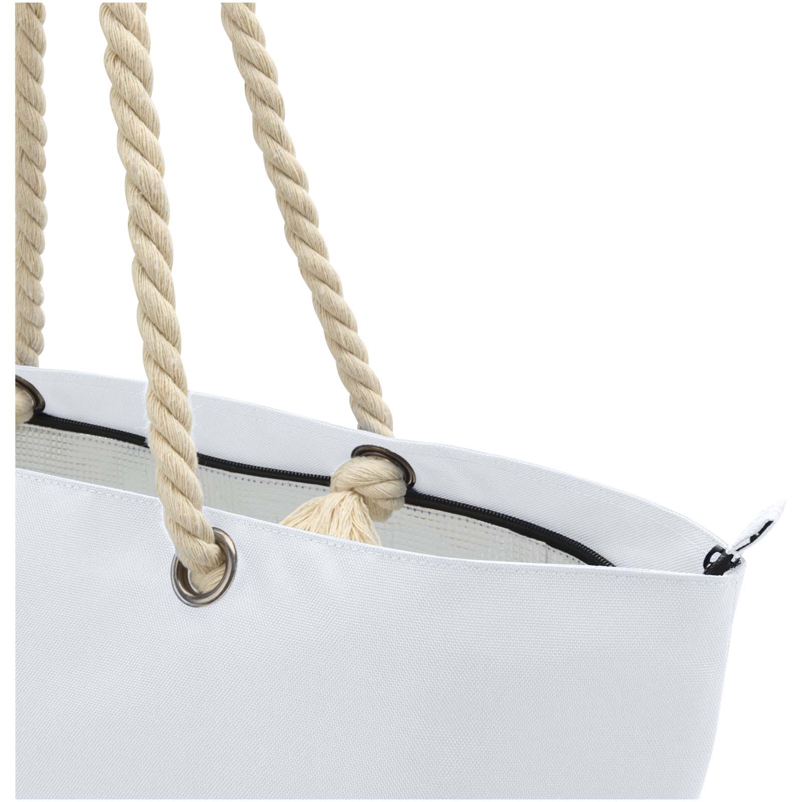 Panama Strandkühltasche mit Kordelgriffen aus recyceltem GRS-Material, 23L weiss