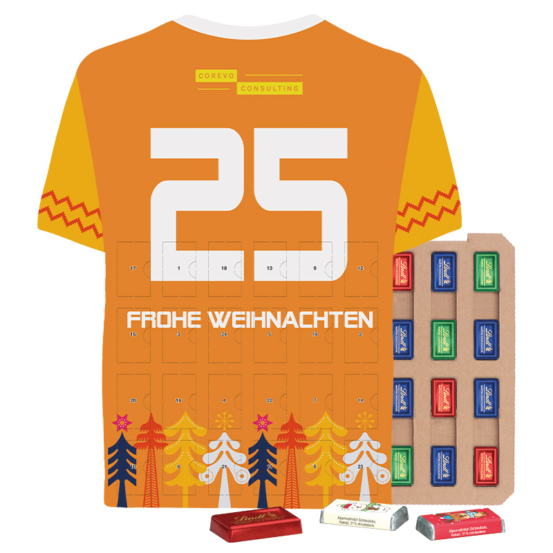 Shape Adventskalender Trikot Eco, Lindt Schokotäfelchen
