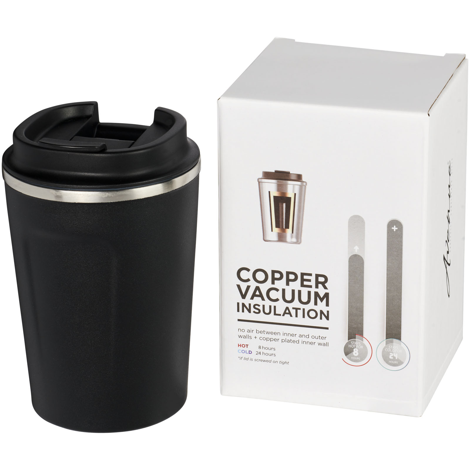 Thor 360 ml auslaufsicherer Kupfer-Vakuum Isolierbecher schwarz