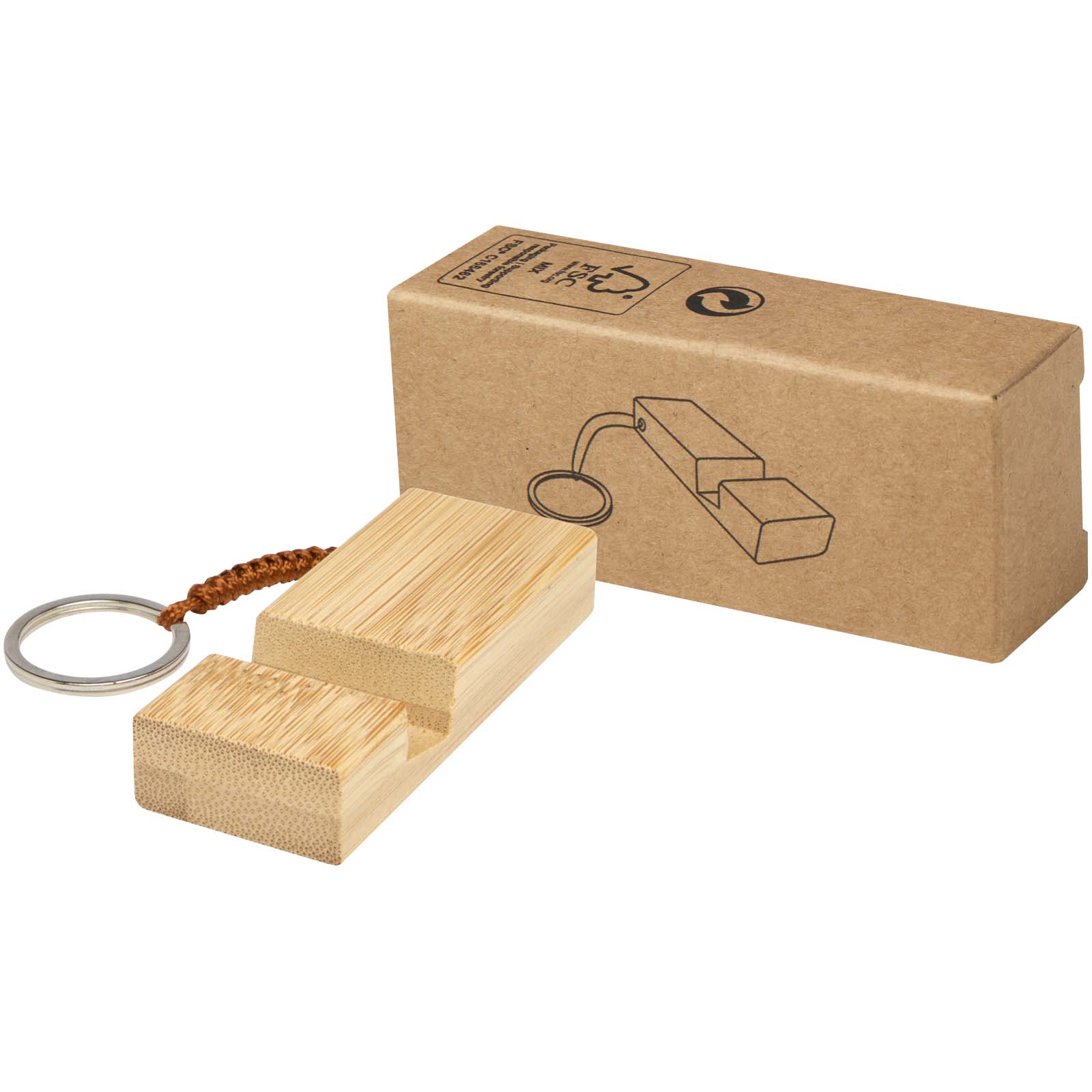 Bosona Smartphonehalterung mit Schlüsselanhänger aus Bambus holz