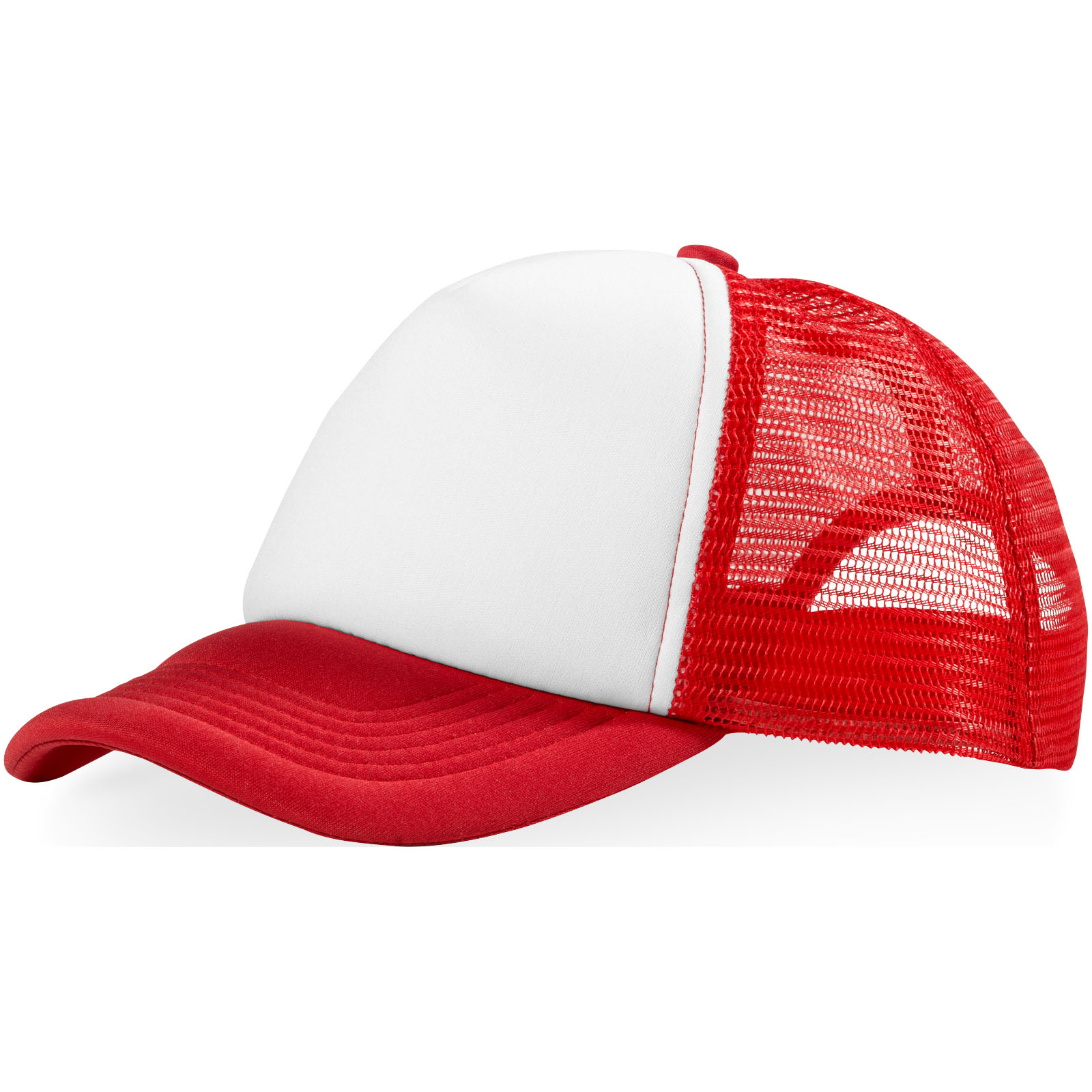 Trucker 100 g/m² Kappe mit 5 Segmenten rot, weiss