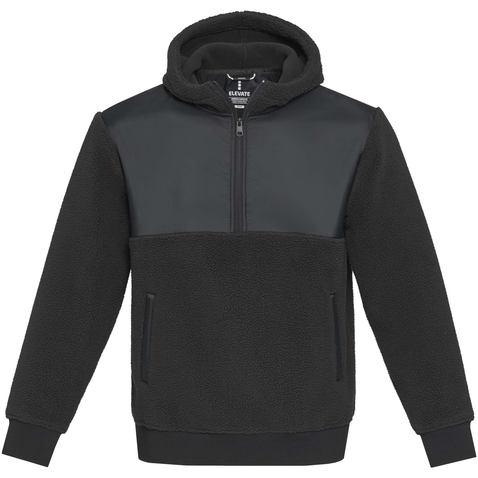 Evans 370 g/m² Sherpa Fleecepullover Half-Zip Unisex schwarz