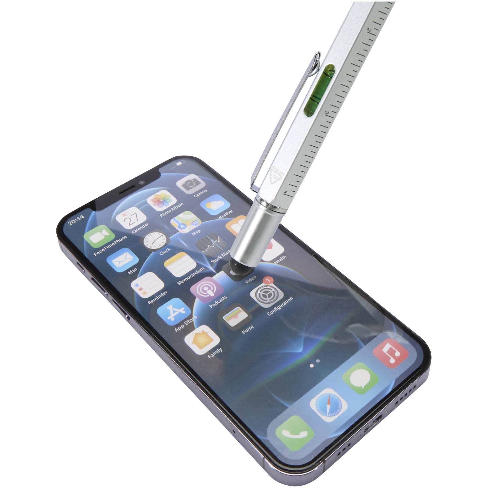 Dora Multifunktionsstift aus recyceltem Aluminium (schwarze Mine) silber