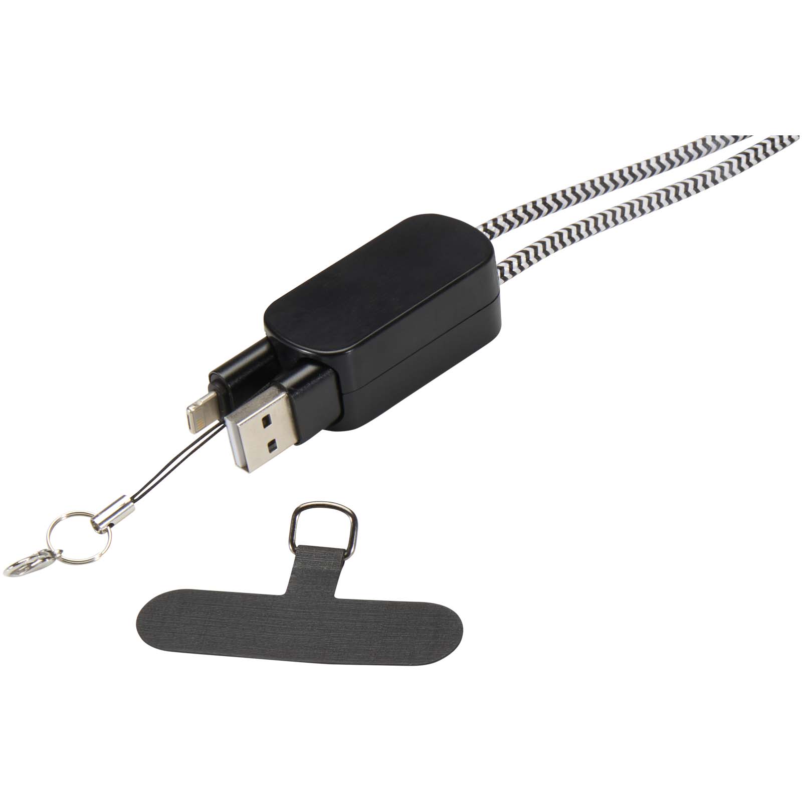Anser Smartphone Lanyard aus recyceltem Kunststoff mit 27 W 5-in-1 integriertem Kabel schwarz
