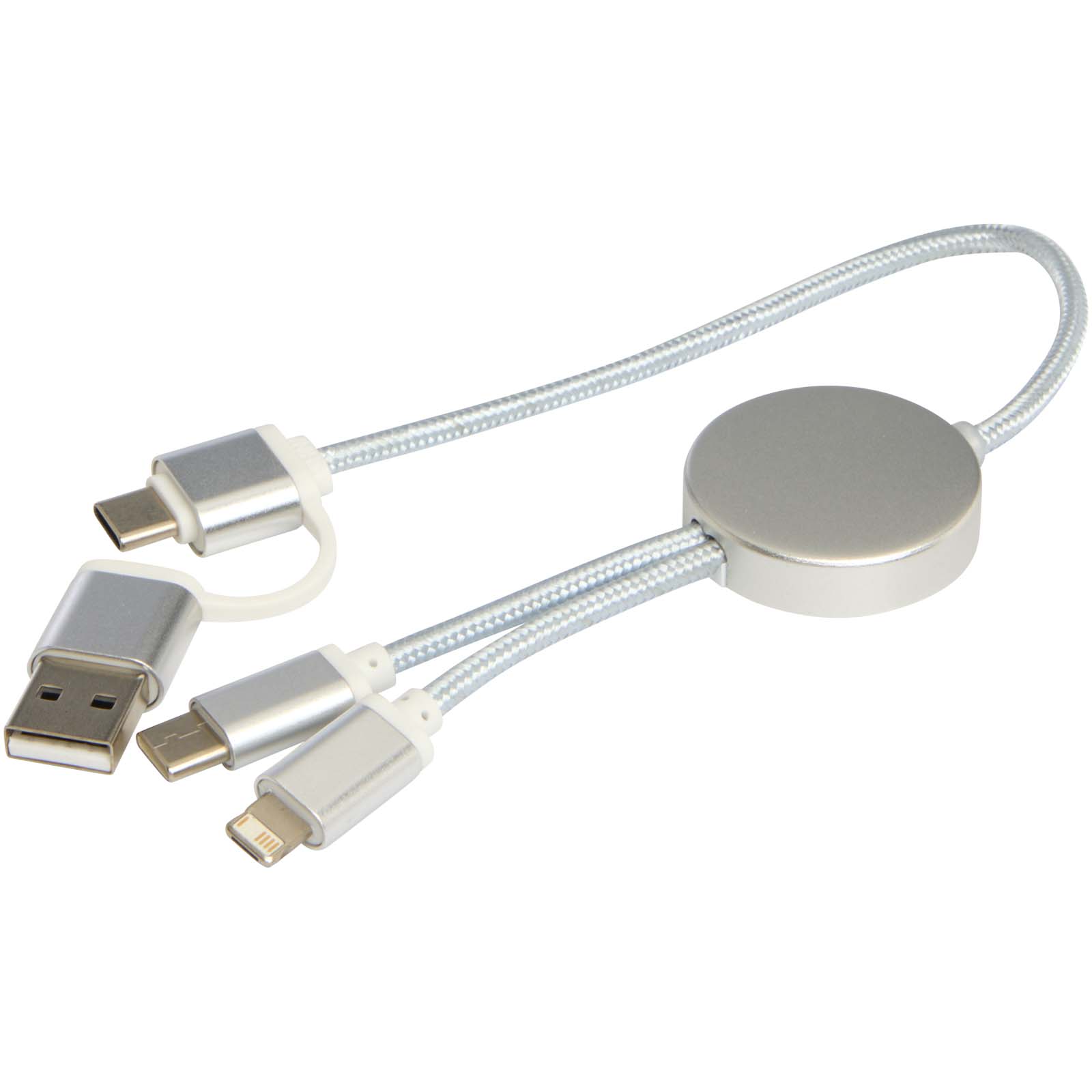 Alasia 30 cm 5-in-1 Kabel aus recyceltem Kunststoff für Datenübertragung und 27W Schnellladung silber