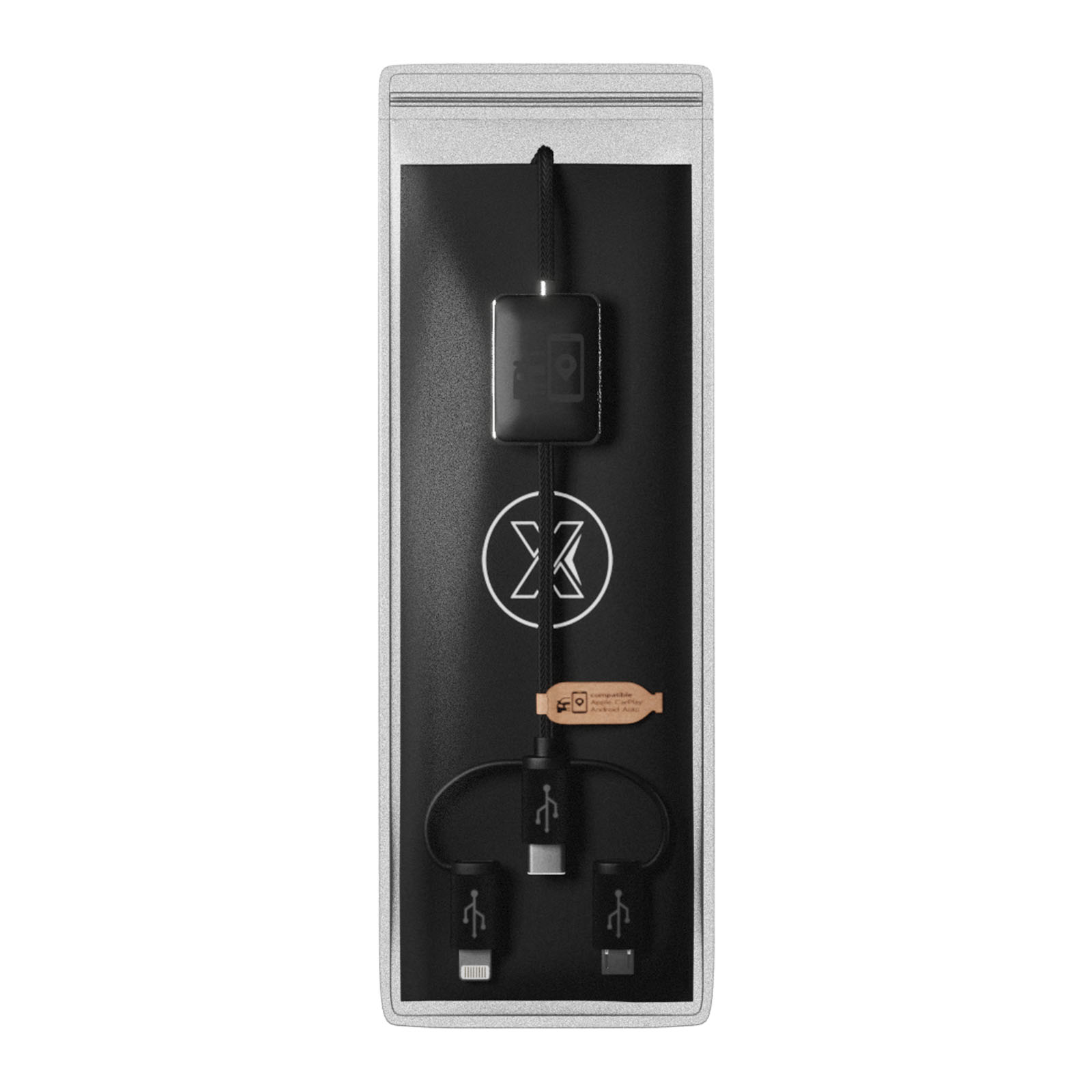 SCX.design C48 CarPlay 5-in-1 Ladekabel mit Leuchtlogo schwarz