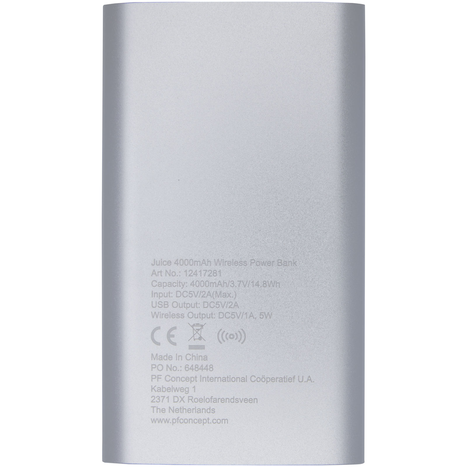 Juice 4000 mAh kabellose Powerbank silber