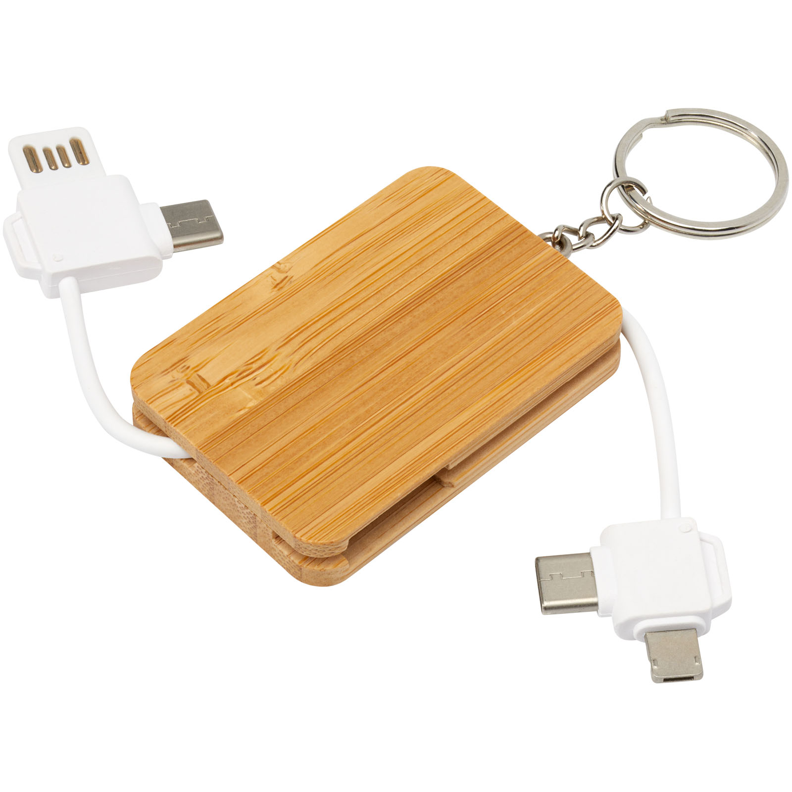 Reel 6-in-1 Ladekabel mit einziehbarem Schlüsselring natur