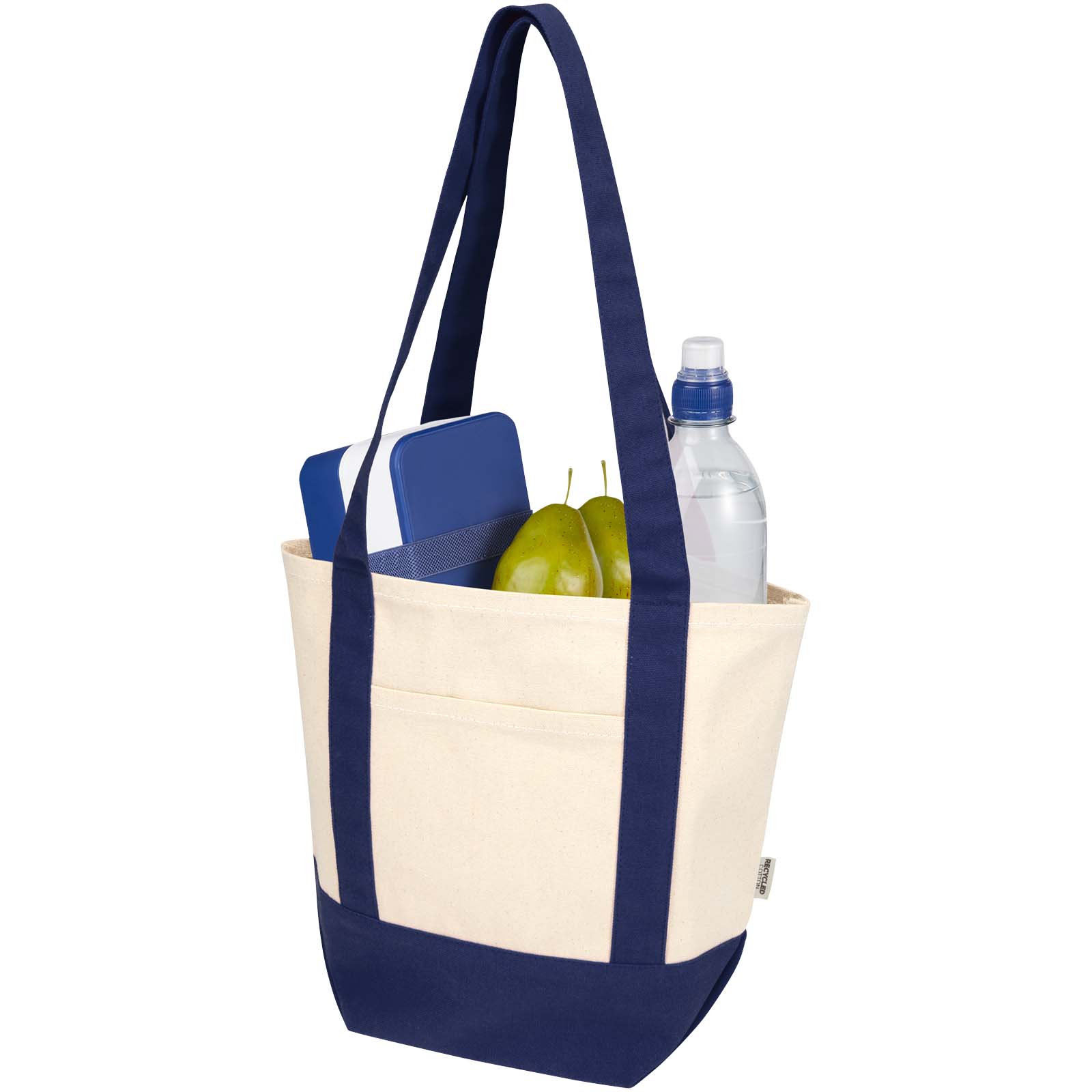 Sam 320 g/m² Mini-Tragetasche aus GRS recycelter Baumwolle navy, natur