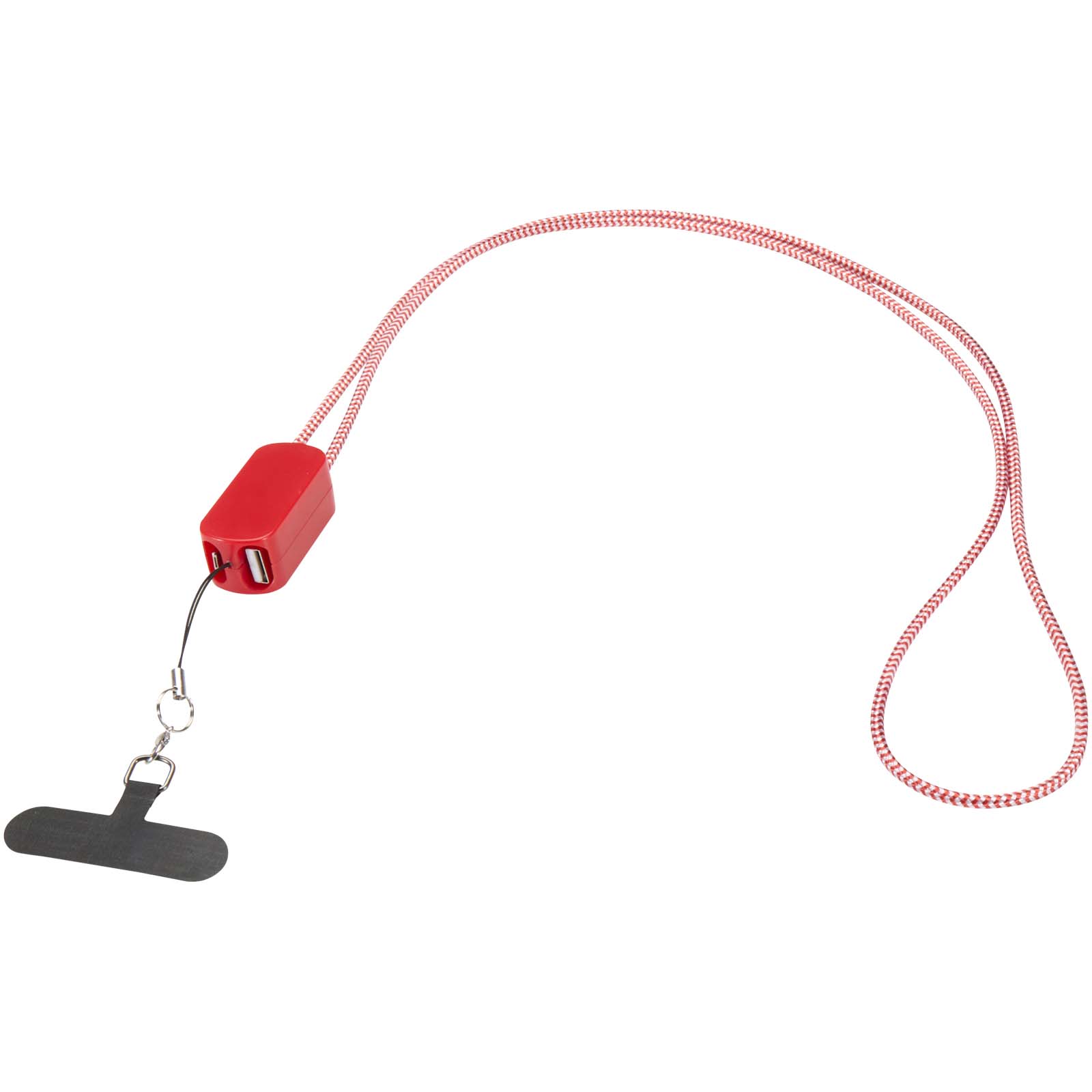Anser Smartphone Lanyard aus recyceltem Kunststoff mit 27 W 5-in-1 integriertem Kabel rot