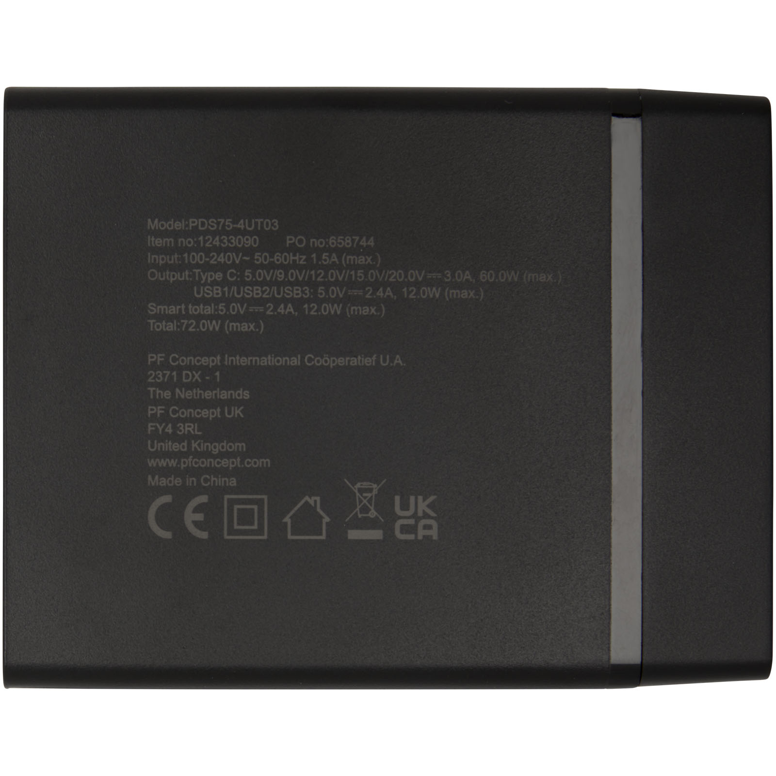 ADAPT PD-Powerstation aus recyceltem Kunststoff, 72W schwarz