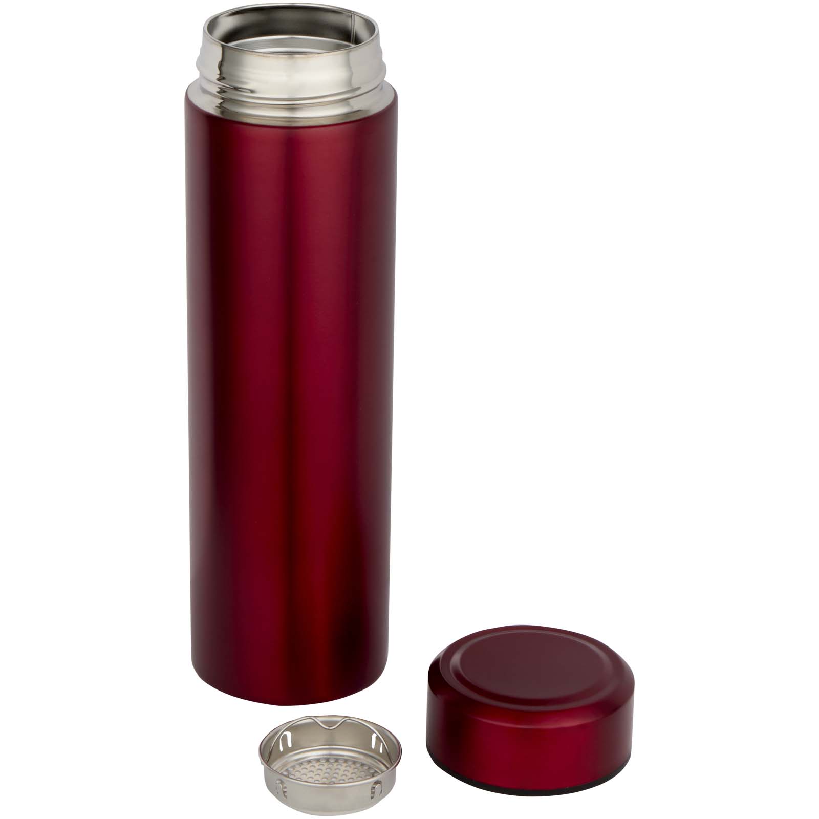 Taylor 450 ml Doppelwand Isolierflasche aus Edelstahl mit Teesieb rot