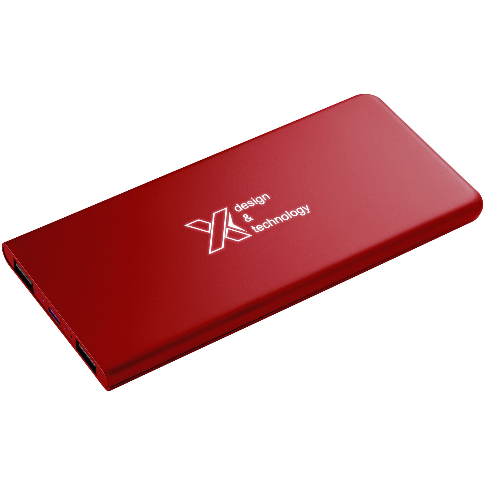 SCX.design P15 5000 mAh Powerbank mit Leuchtlogo mittelrot