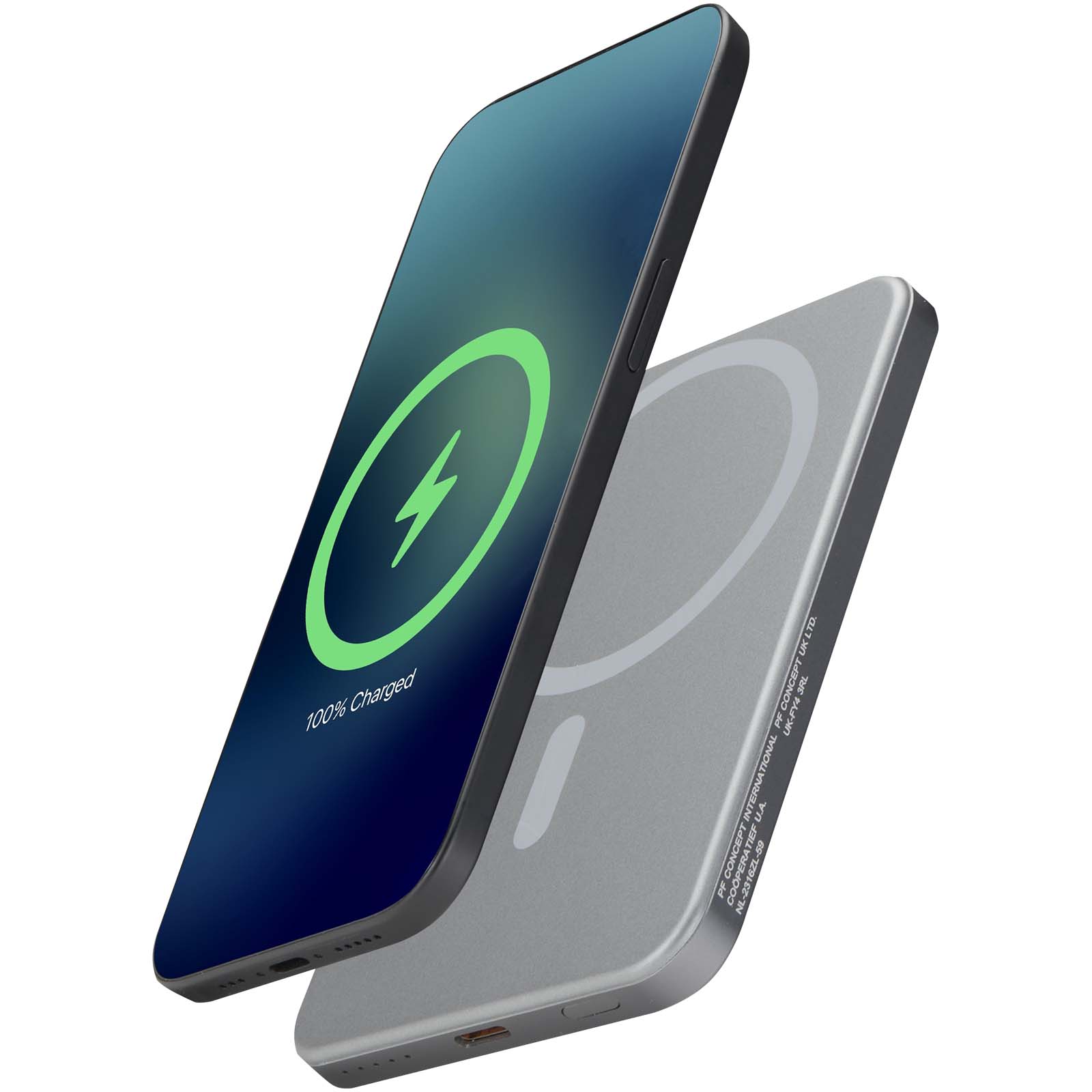 Avis 5000 mAh RCS Powerbank aus recyceltem Aluminium mit Magnetfunktion gun metal