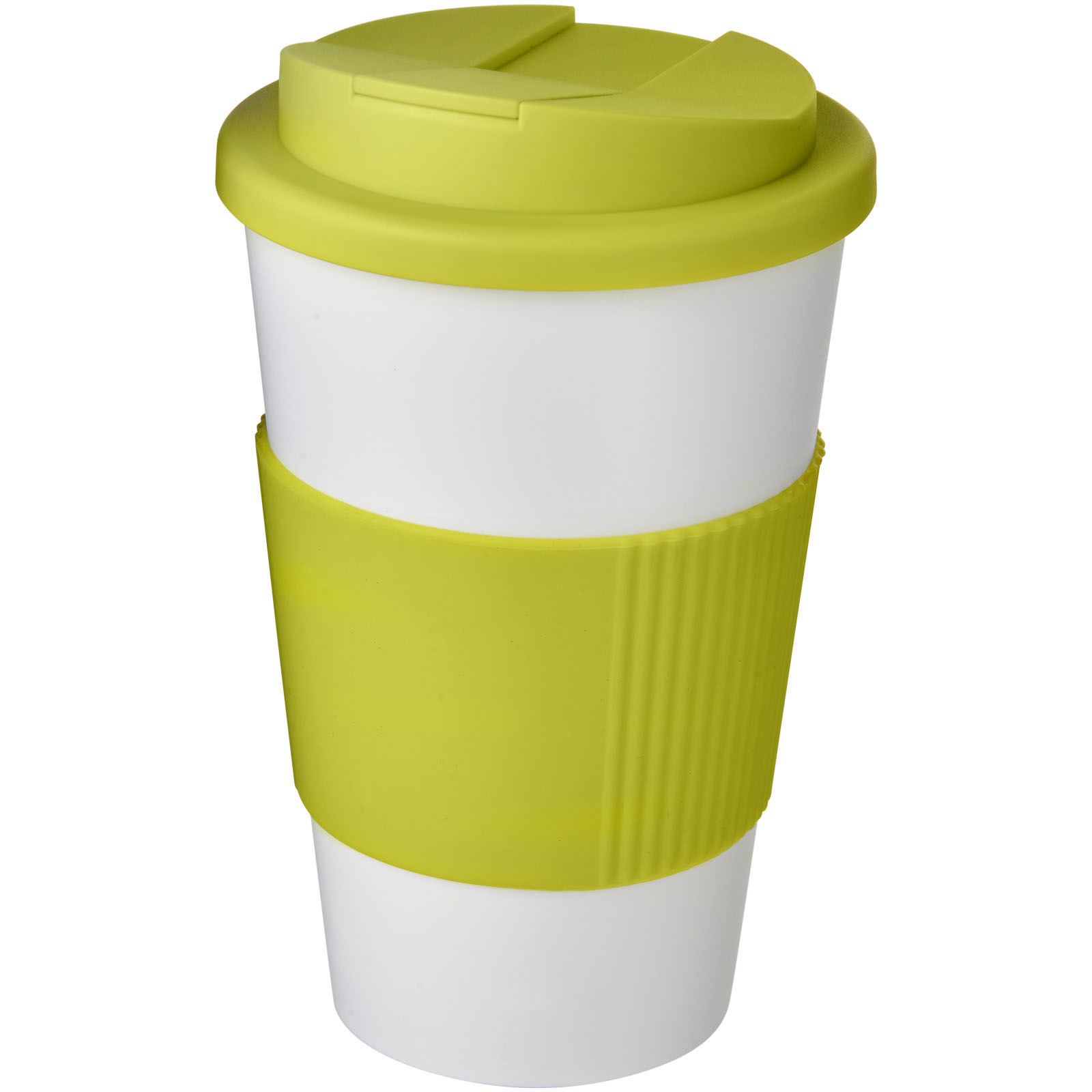 Americano® 350 ml Isolierbecher mit Schutzring & auslaufsicherem Schraubverschluss weiss, limone