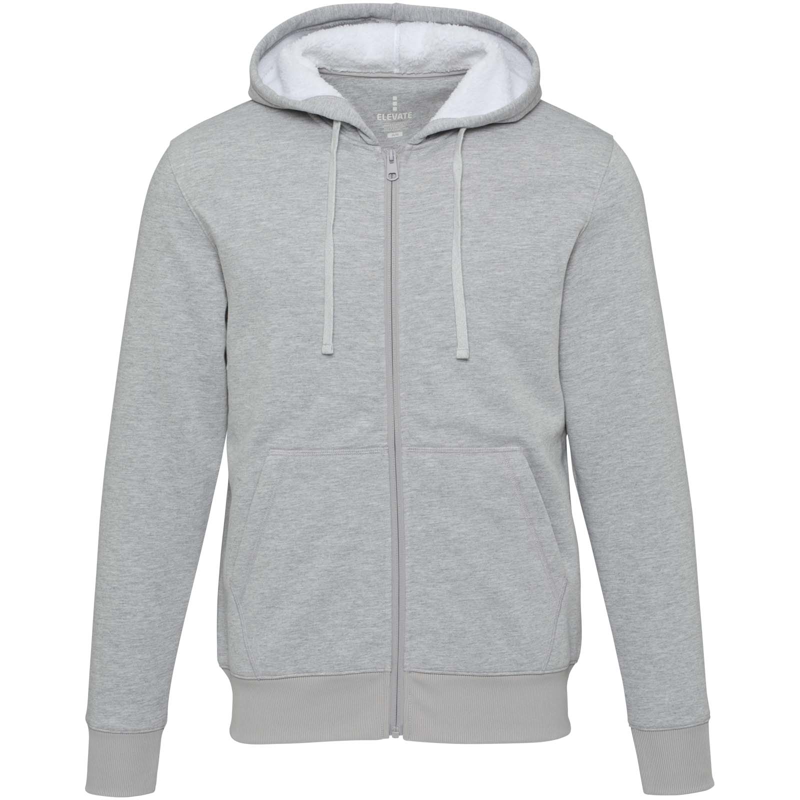 Natron 320 g/m² Sherpa-Kapuzenjacke mit Reißverschluss heather grau