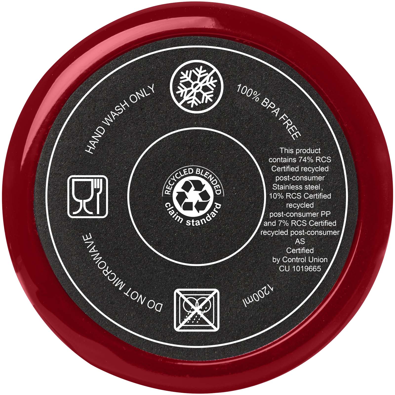 Melbourne 1200 ml RCS-zertifizierter Isolierbecher mit Strohhalm rot