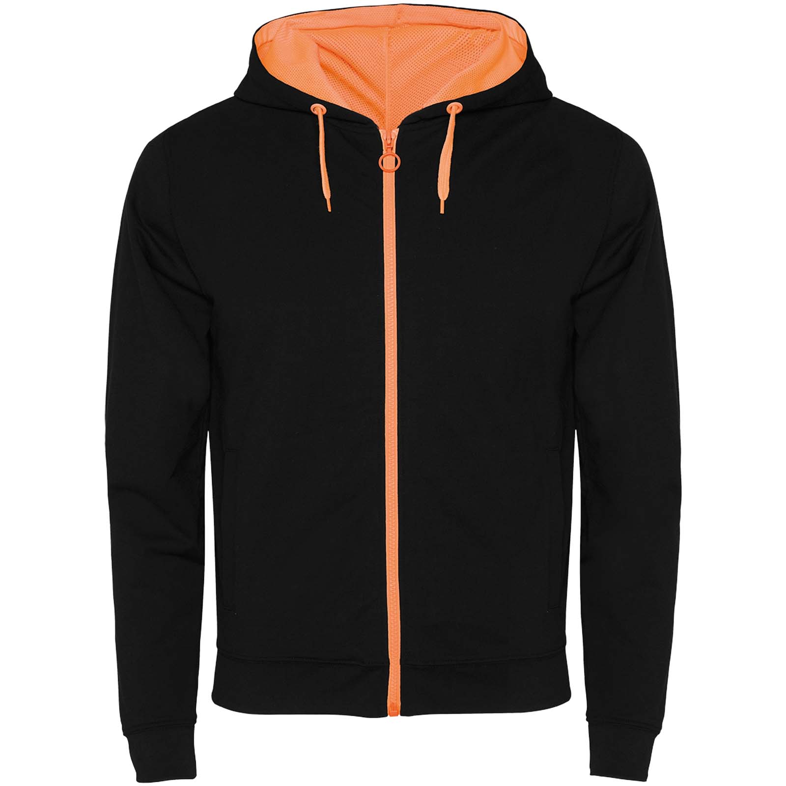 Fuji Kaputzensweatjacke Unisex schwarz, fluororange