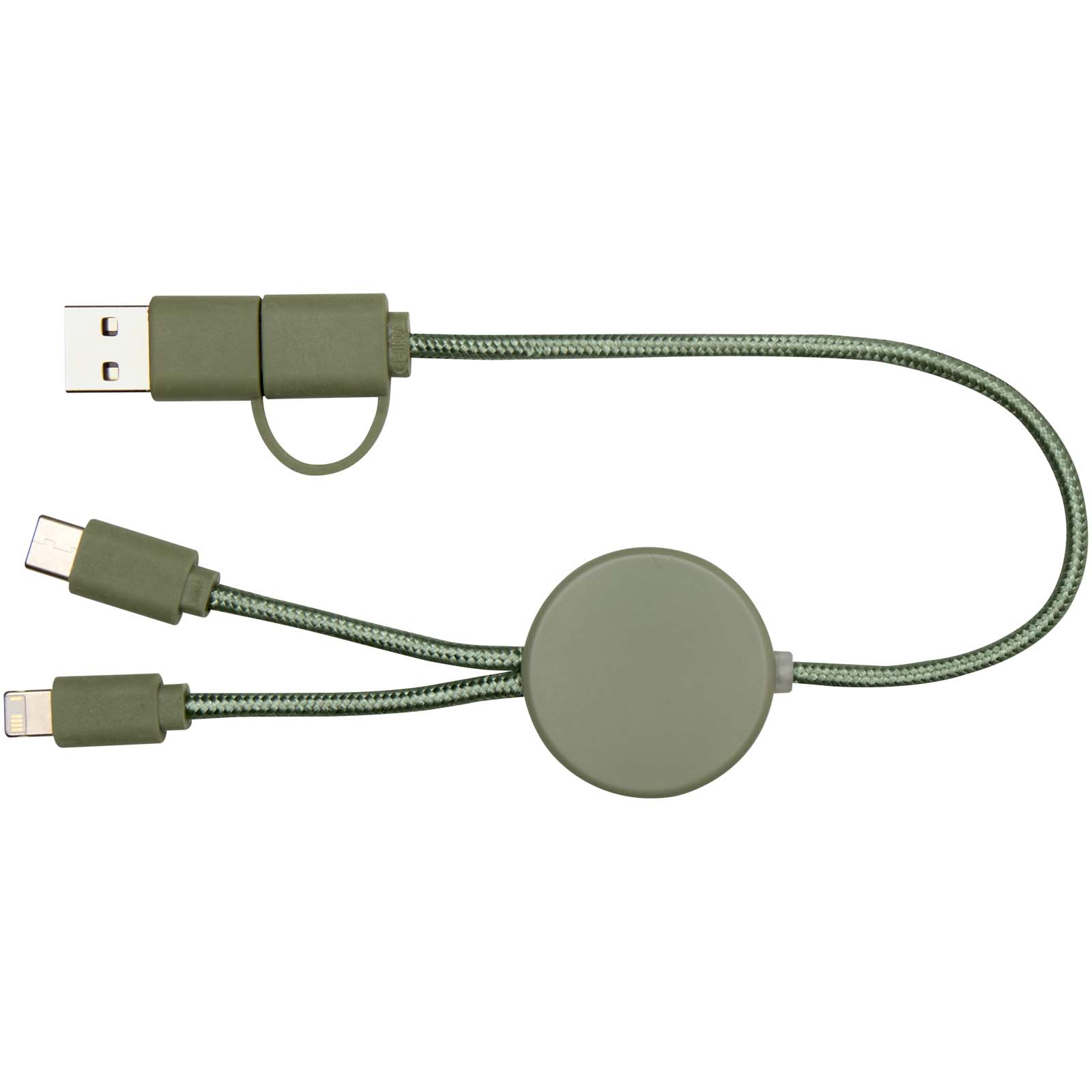 Citala 30 cm 5-in-1 Kabel aus recyceltem Kunststoff für Datenübertragung und 27W Schnellladung heather grün