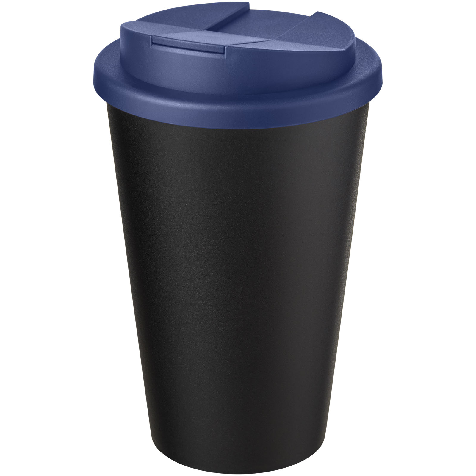 Americano® Eco 350 ml recycelter Becher mit auslaufsicherem Deckel blau, schwarz