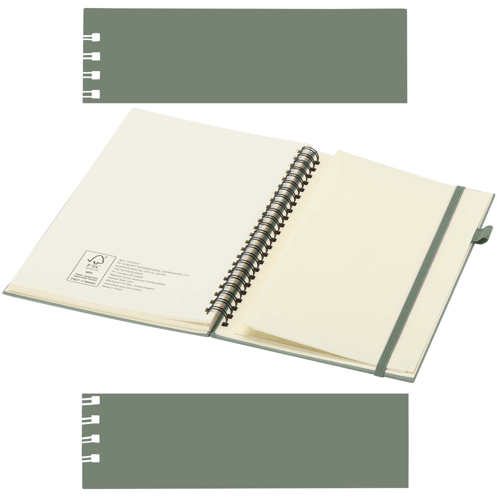 Liss A5 Hardcover Spiralnotizbuch aus recyceltem Kunststoff heather grün