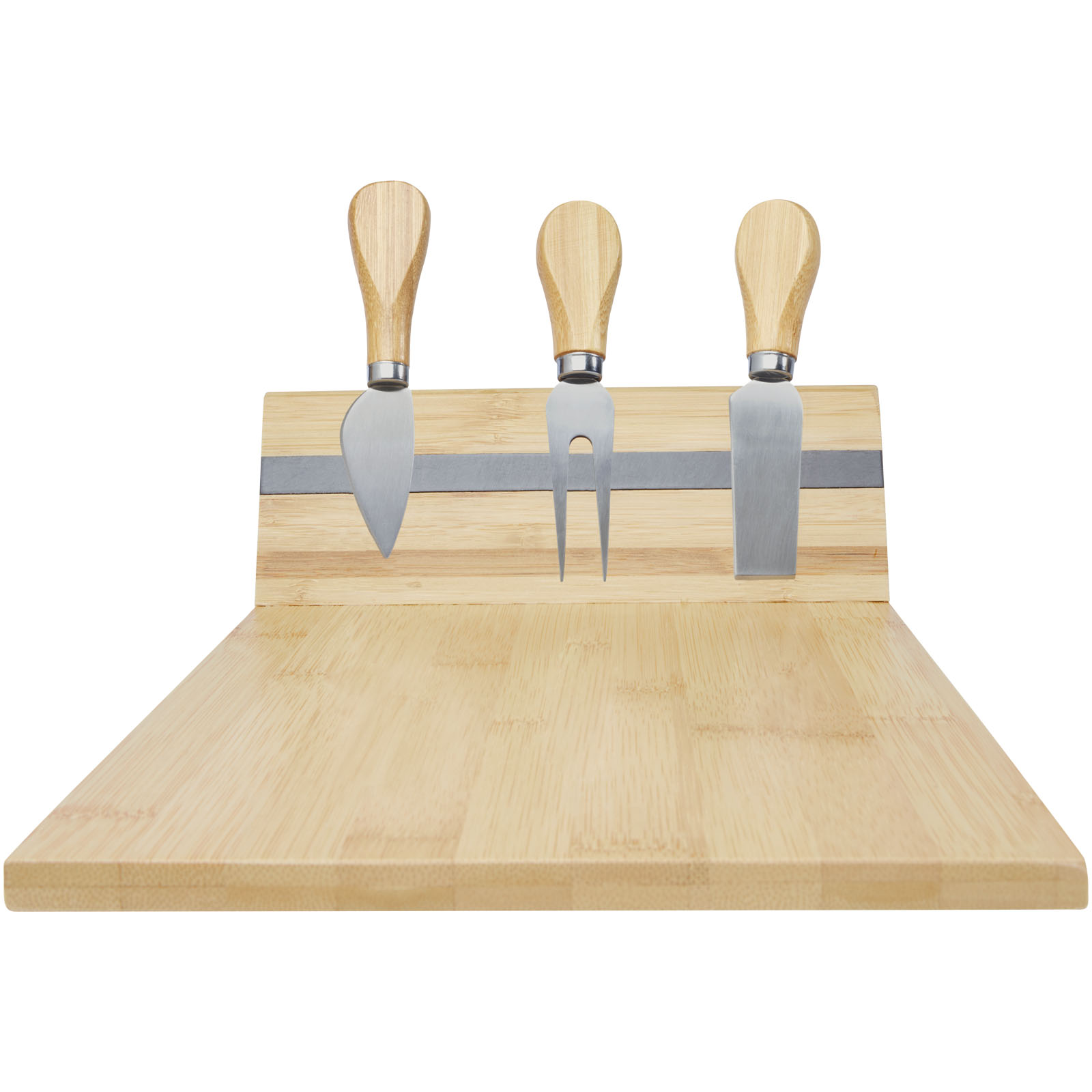Mancheg Bambus Käseplatte mit Besteck magnetisch natural
