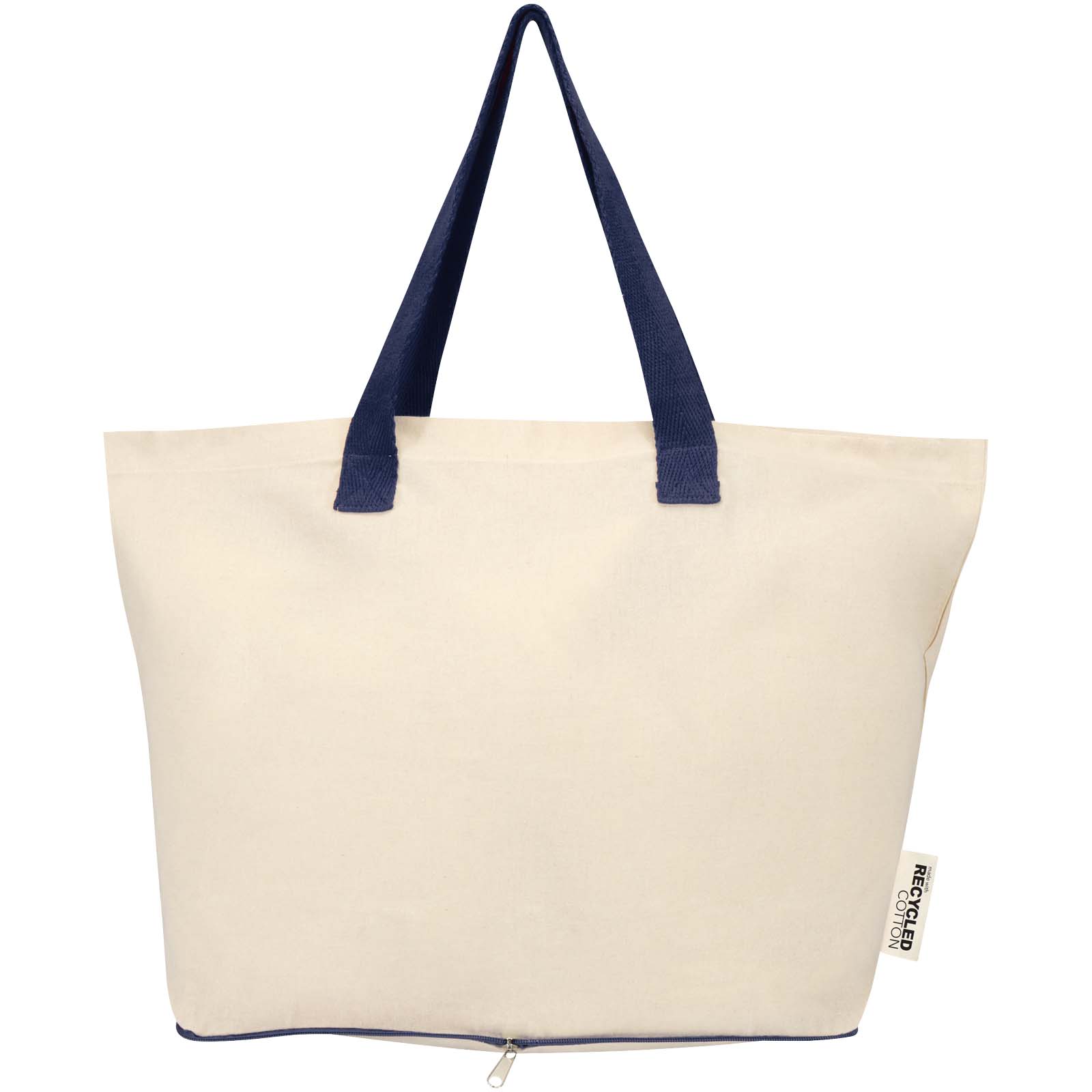 Sierra 140 g/m² Faltbare Tragetasche aus GRS recycelter Baumwolle 12L natur, navy